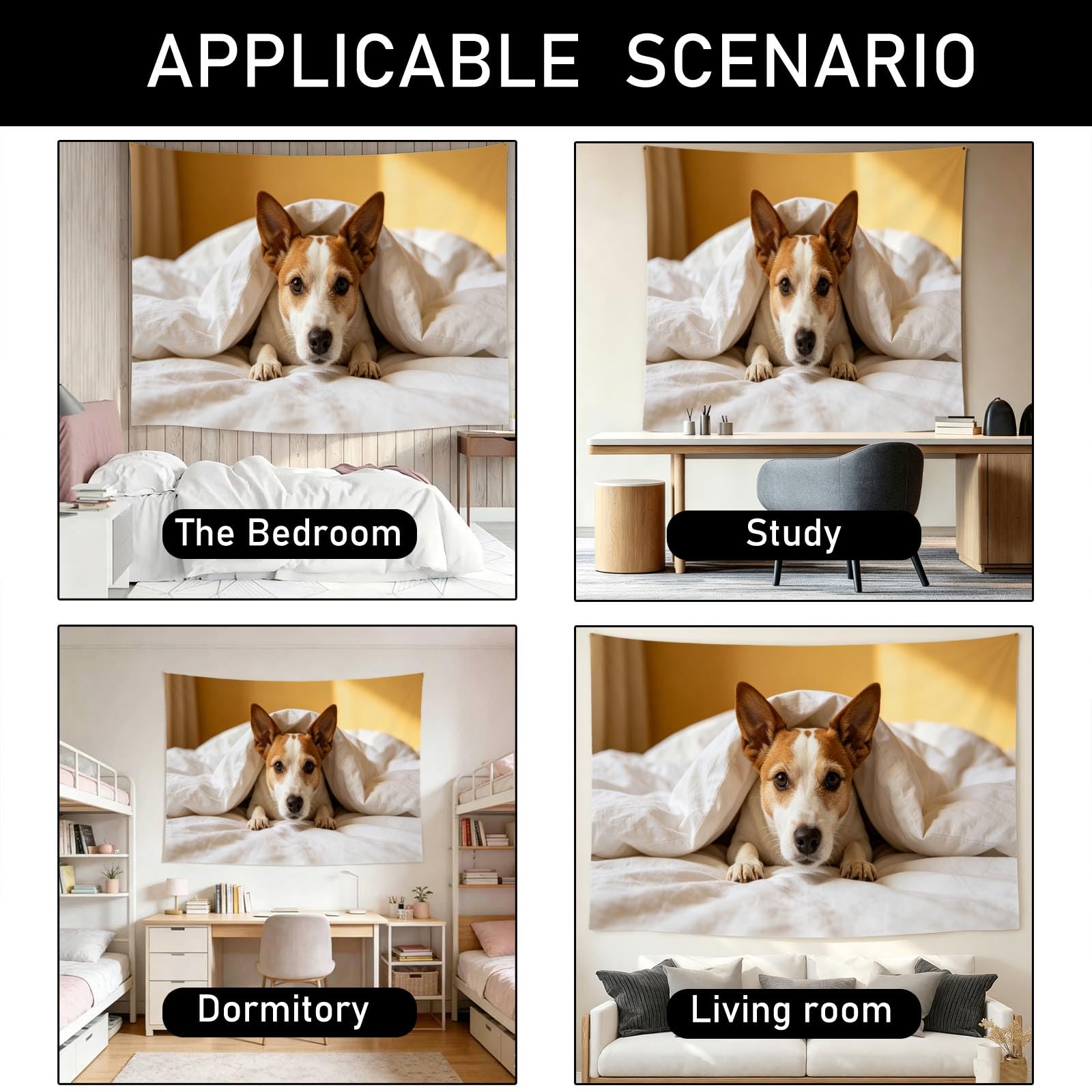 Arazzo da Parete Cane Sotto Coperta in Tessuto, 240x260 cm
