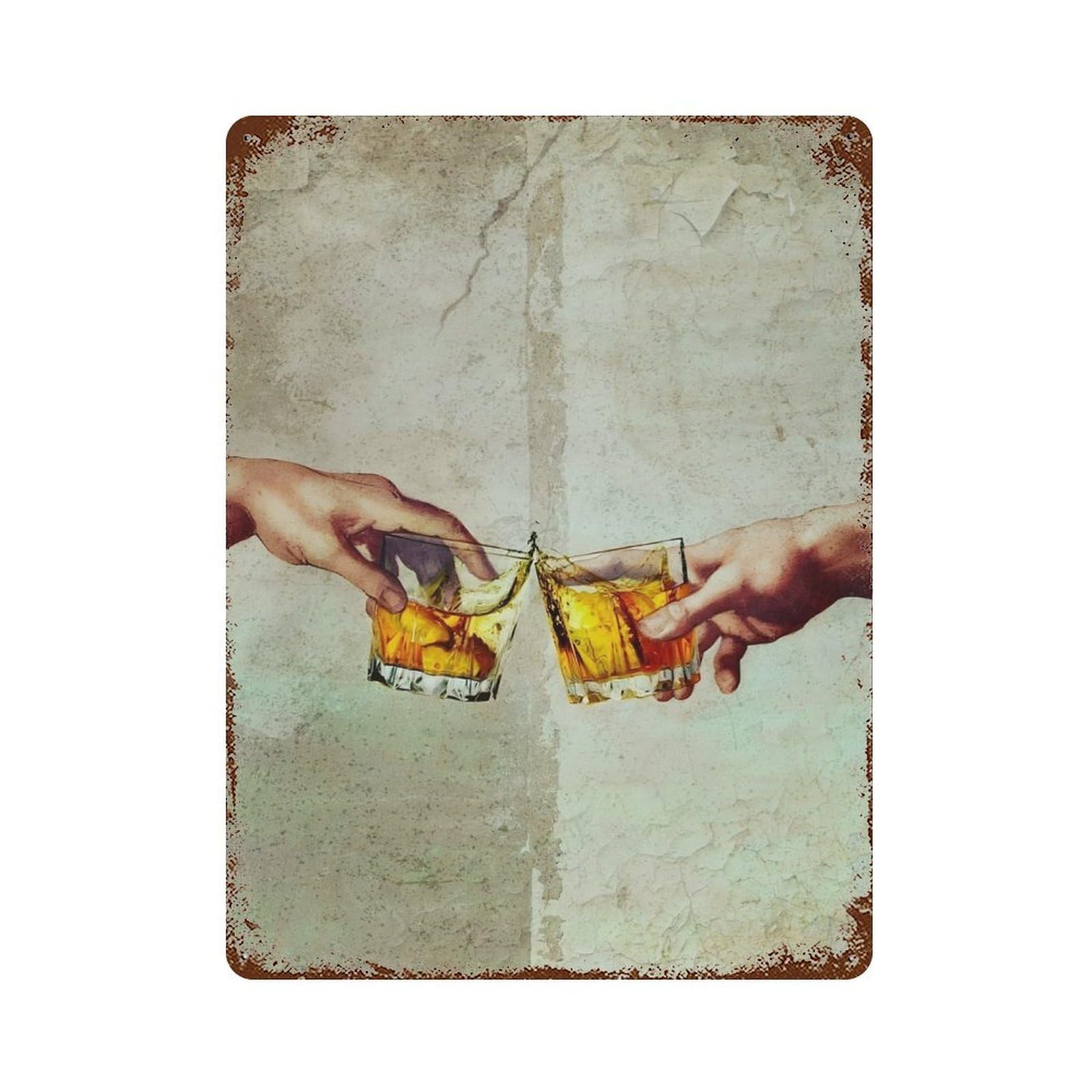 Vintage Rust Metal Sign The Creation of Whiskey 15.7"x11.8", Novelty Wall Decor for Garage, Bar And Workshop Decor