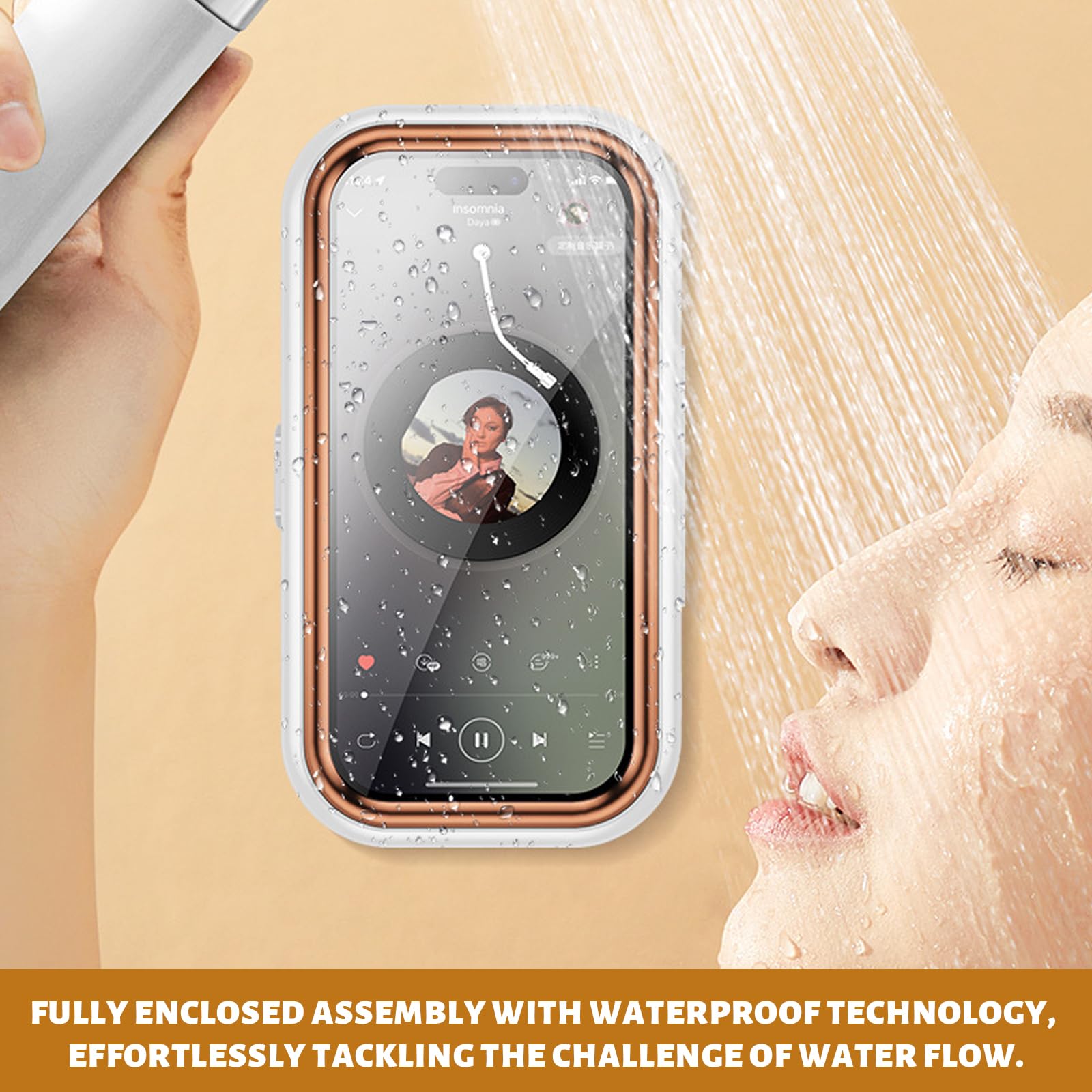 Waterdichte telefoonhouder voor de douche, intrekbare en 360 graden draaibare houder, zonder boren, touchscreen, voor badkamerspiegel, badkuip en keuken
