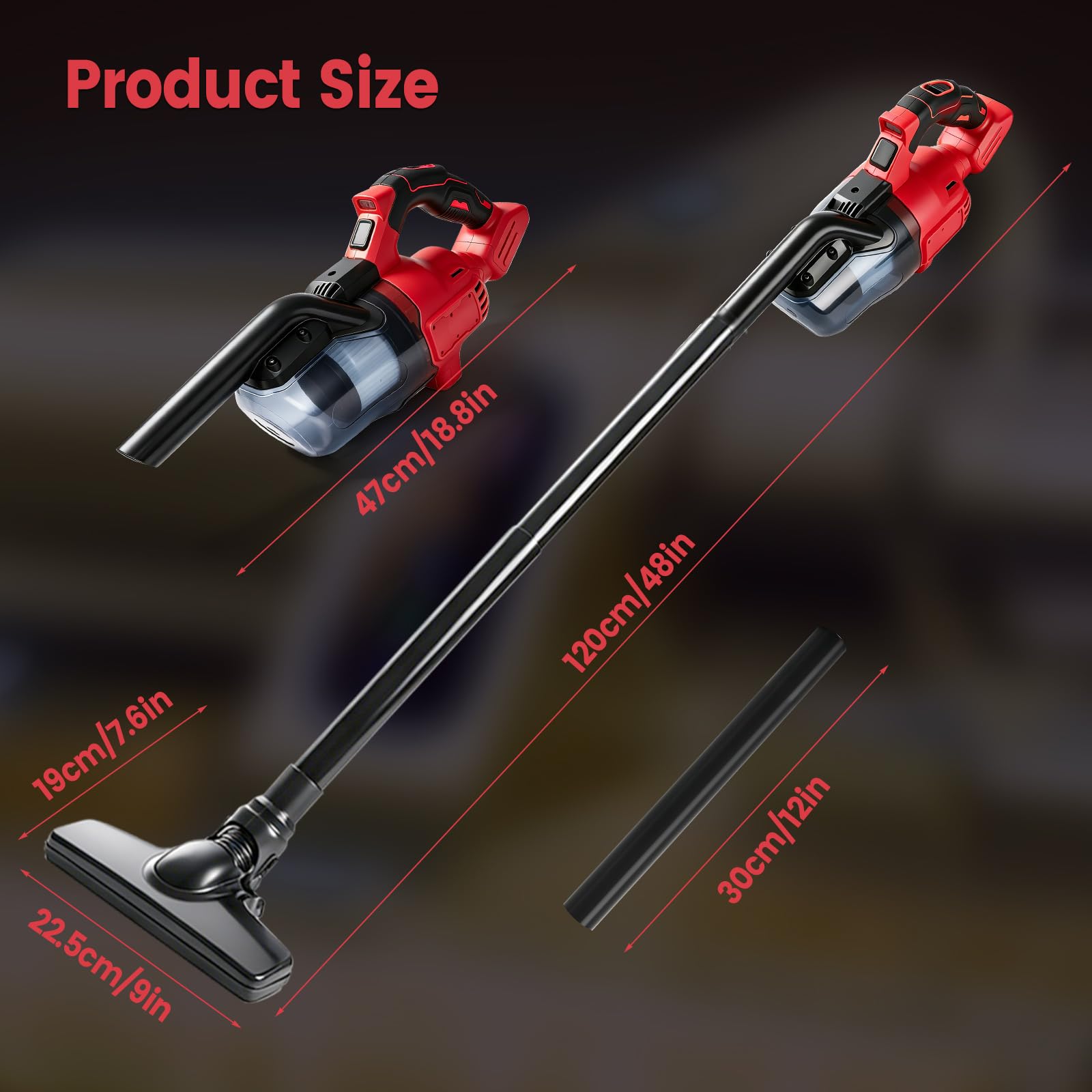 Aspirador de mano inalámbrico compatible con Milwaukee 18 V 16000 Pa con 4 boquillas y depósito de polvo de 0,75 litros para suelos duros, alfombras, pelo de mascotas y coches