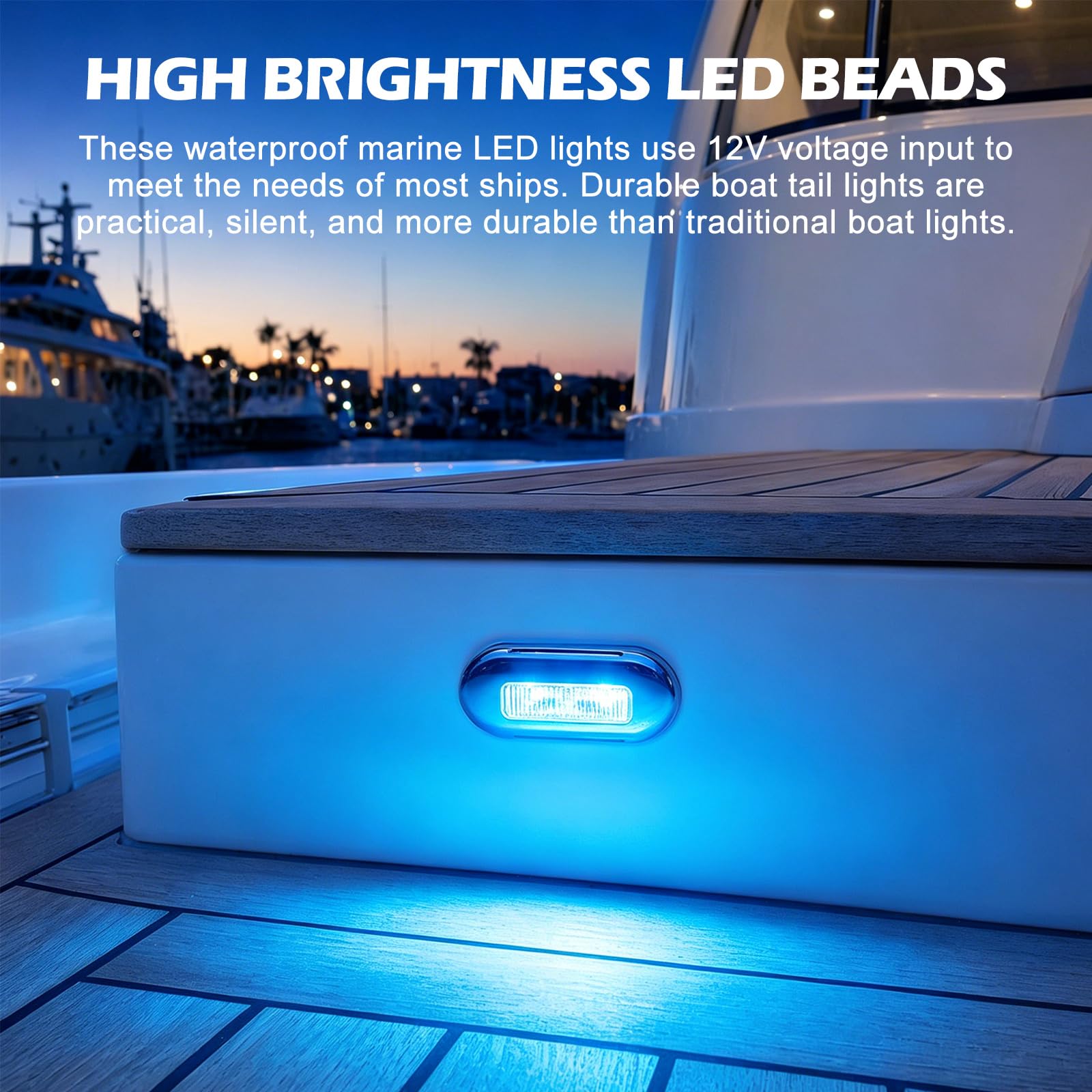 BORDEAG 6 luci a LED impermeabili per barche, luci a LED, per barche, pontone, barca da pesca, kayak, yacht marine, impermeabili, IP67