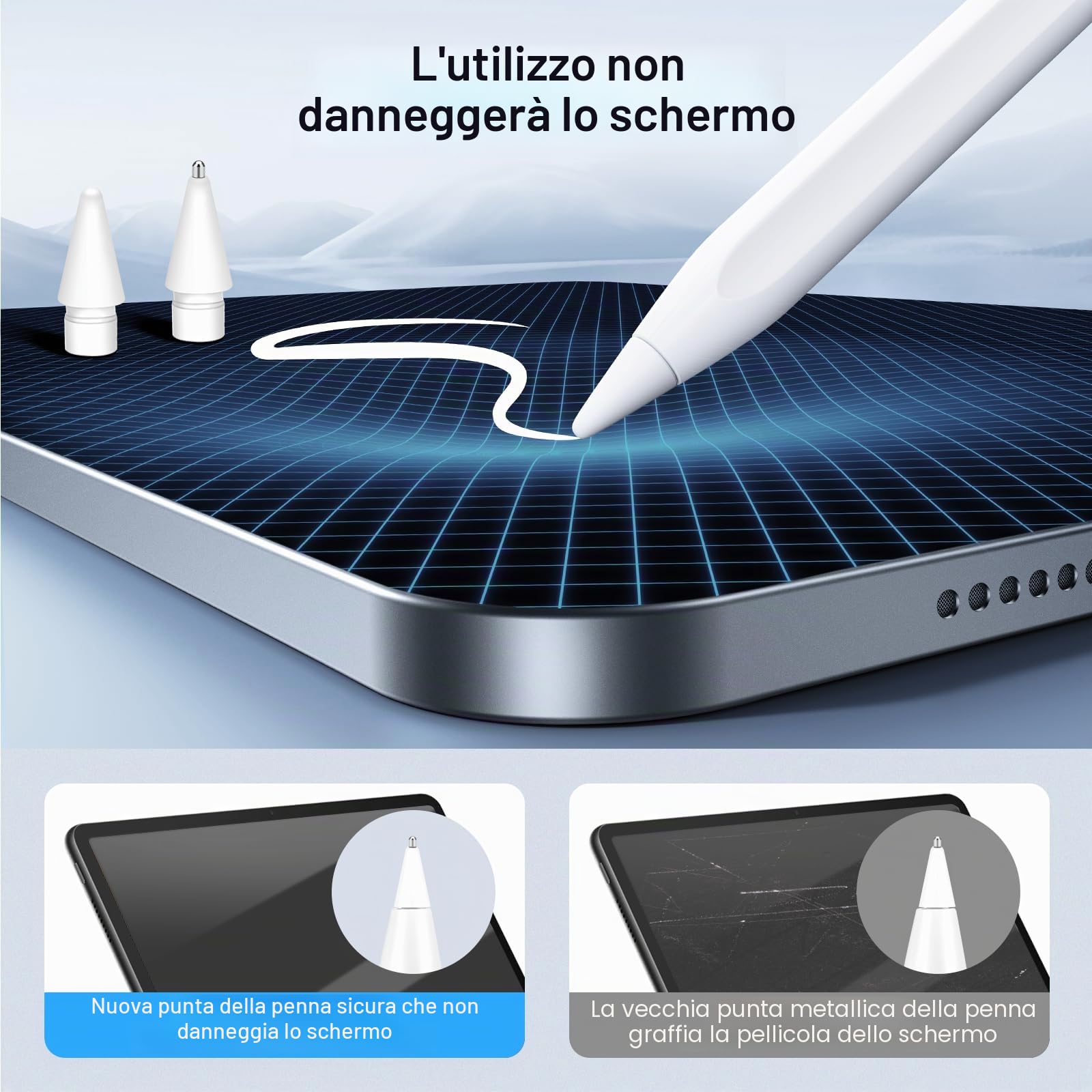 Punta per Apple Pencil 1a/2a Generazione 4 Pezzi Accessori di Ricambio iPencil Alta Sensibilità