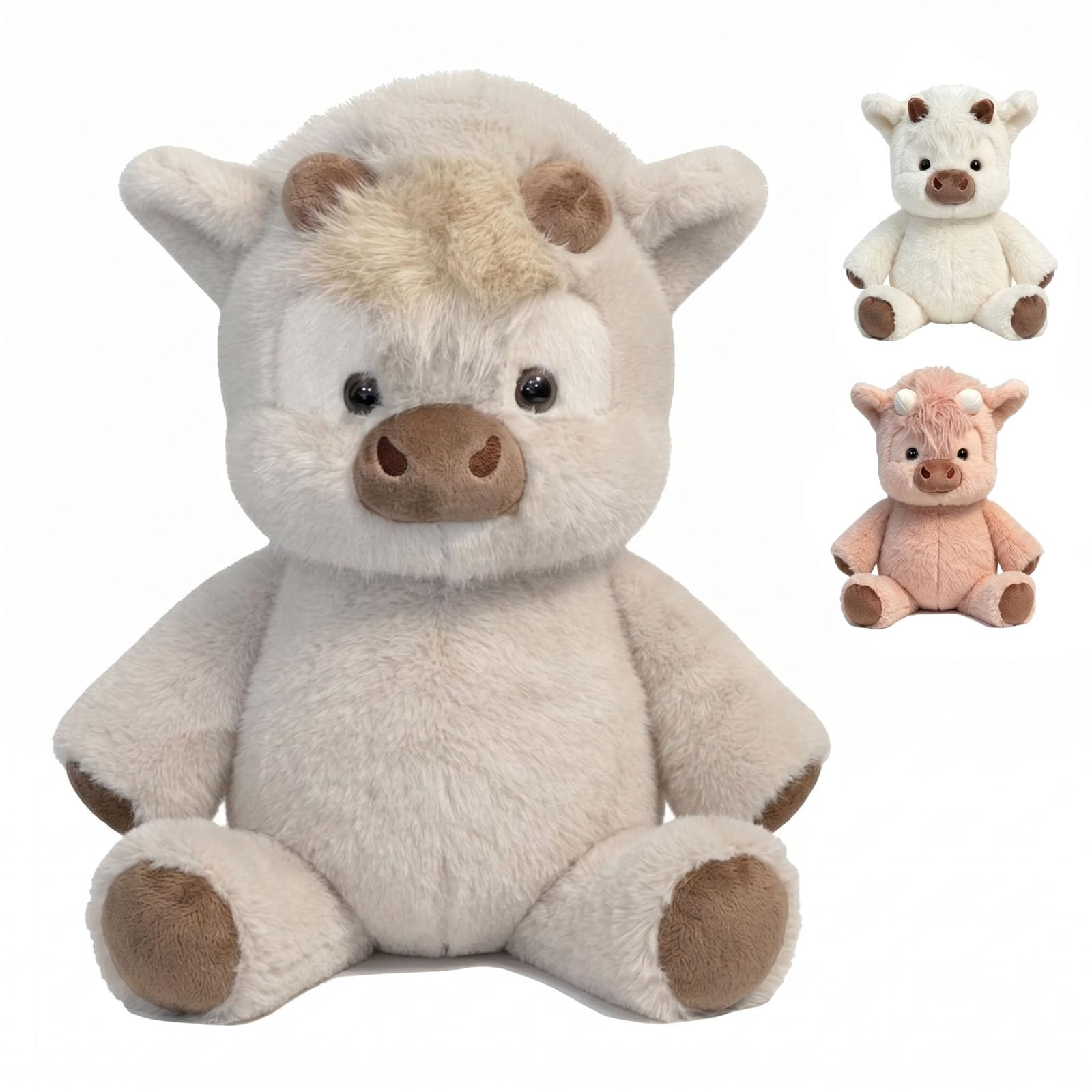 Generico Peluche che Corre Mucca 45/60cm - Cuscino Morbido e Soffice per Casa - Pupazzo che Cammina a Forma di Vitello (Albicocca,45cm)