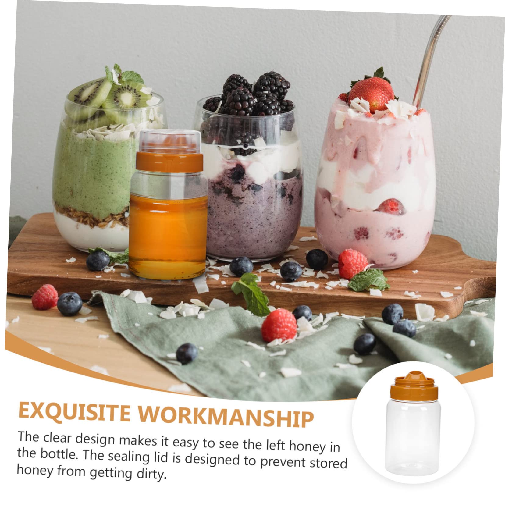 TOPPERFUN 4Pcs Airtight Honey Storage Jars with Unique Reflux Inlet Design Kitchen Containers for Honey Syrup Smooth Surface Easy to Clean for Home Use