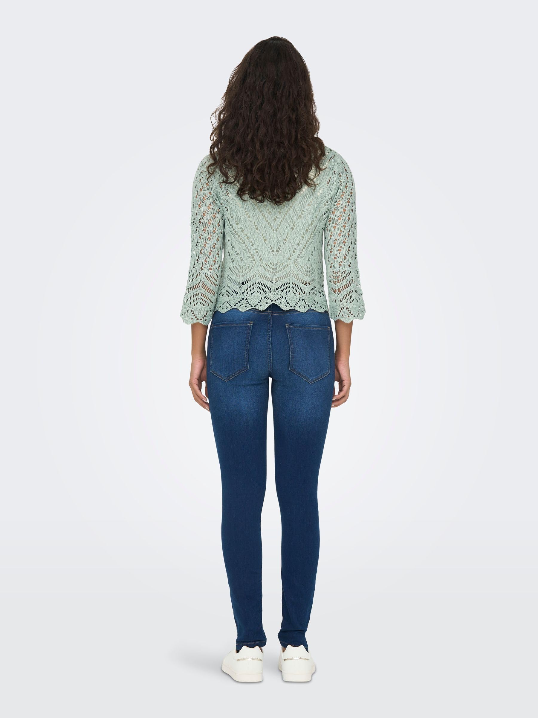 JDY Jdynew Sun 3/4 Cropped Pullover Knt Noos Camisa Crochet con Cuello en V Mujer (Pack de 1)