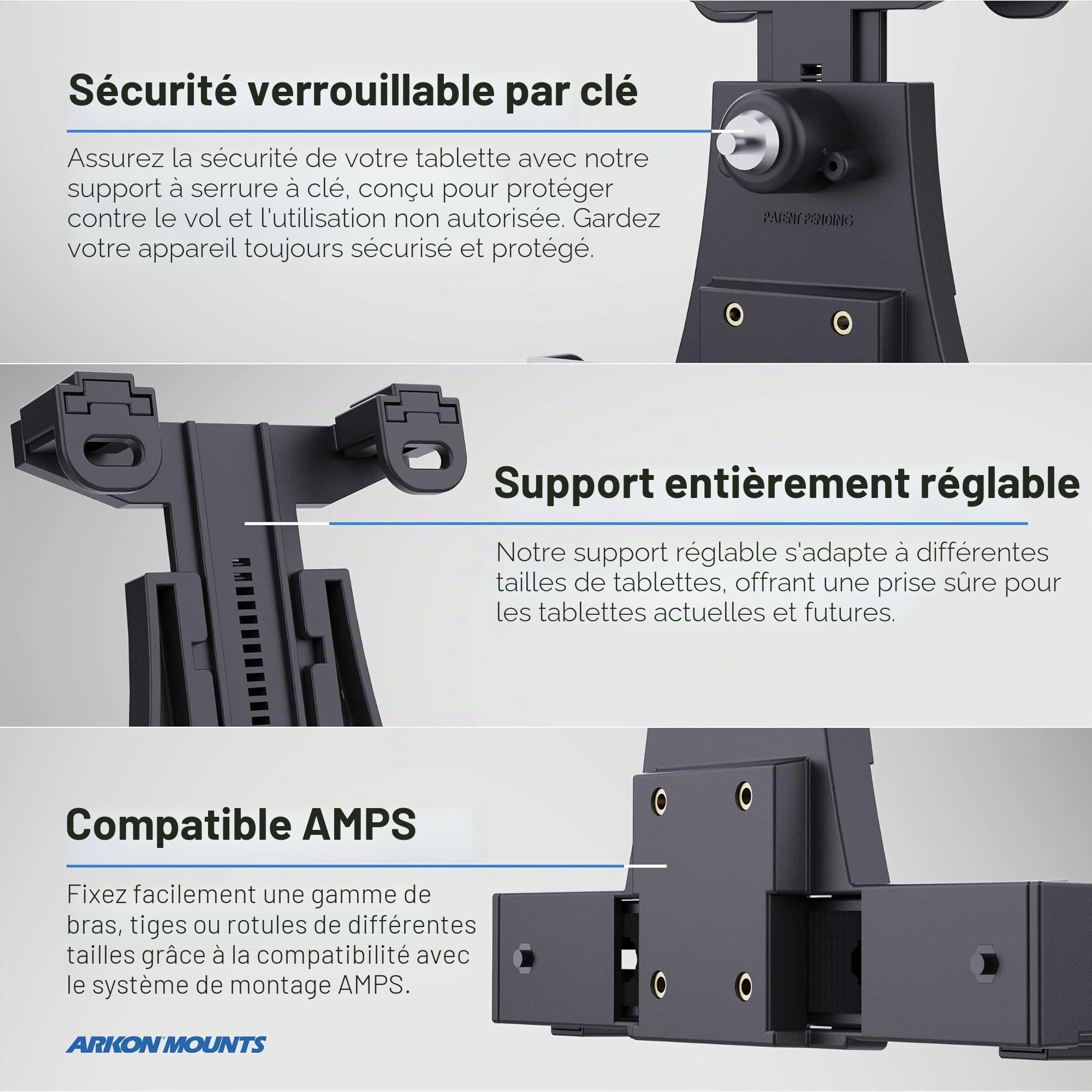 ARKON Supports – Support de Tablette pour Chariot élévateur avec Support de Protection Avant | Support de Tablette pour Chariot élévateur | Support de Verrouillage avec clés et matériel de sécurité |