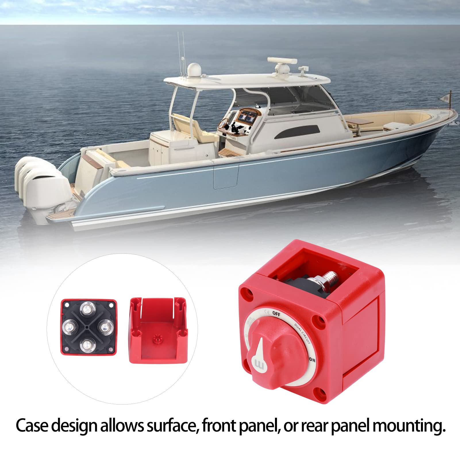 KIMISS Interruptor de Perilla de Batería 300A, Interruptor de Batería Blue Sea con Circuito Dual, 4 Cables, Protección contra Ignición, Removible, IP66, a Prueba de Agua para Yates RVS