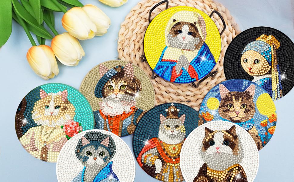 Amazon.com: Puraikcmi 8PCs Diamond Paintings Coasters Kits Set