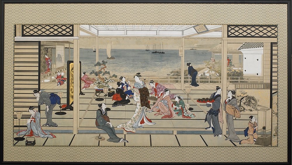 Gravure Moonlight Revelry at Dozo Sagami Kitagawa Utamaro poésie japonaise