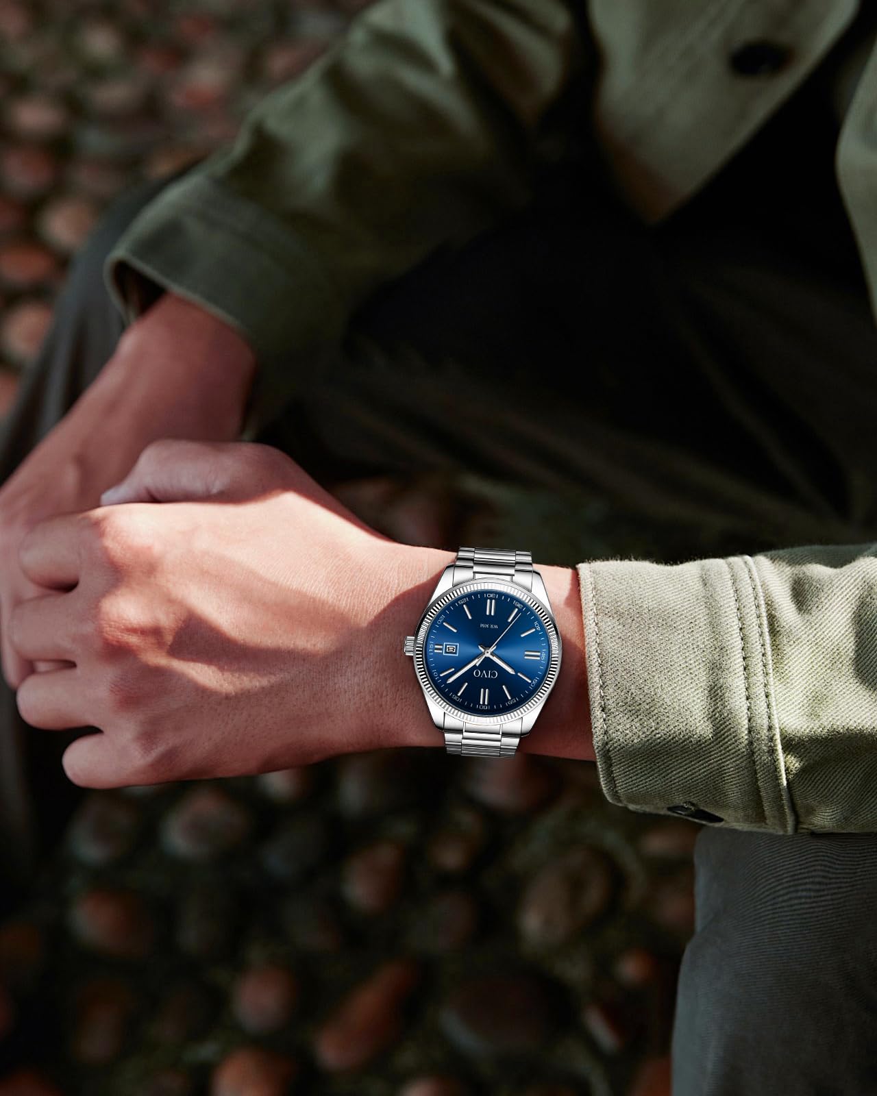 CIVO Analog Mens Watches Silver: Wrist Watches with Date Easy to Read - Dress Stainless Steel Watch for Men Gifts for Husband Father at Birthday Anniversary