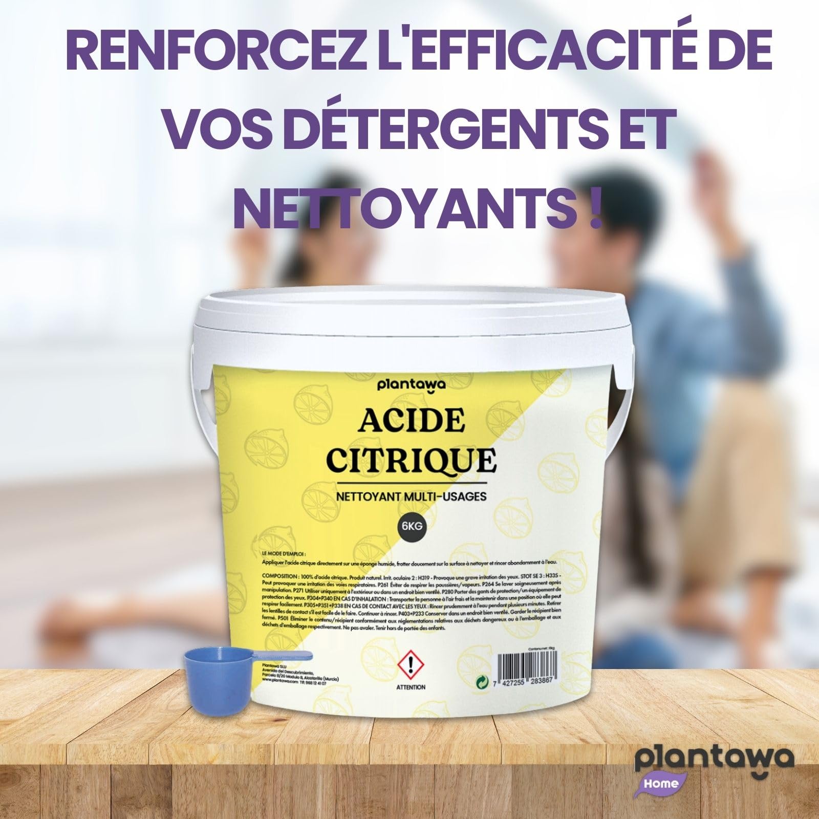 PLANTAWA Acide Citrique Powder 6kg | Acide citrique poudre menager pour la cuisine, la salle de bain et le jardin | 100% pur et polyvalent. Nettoyant universel