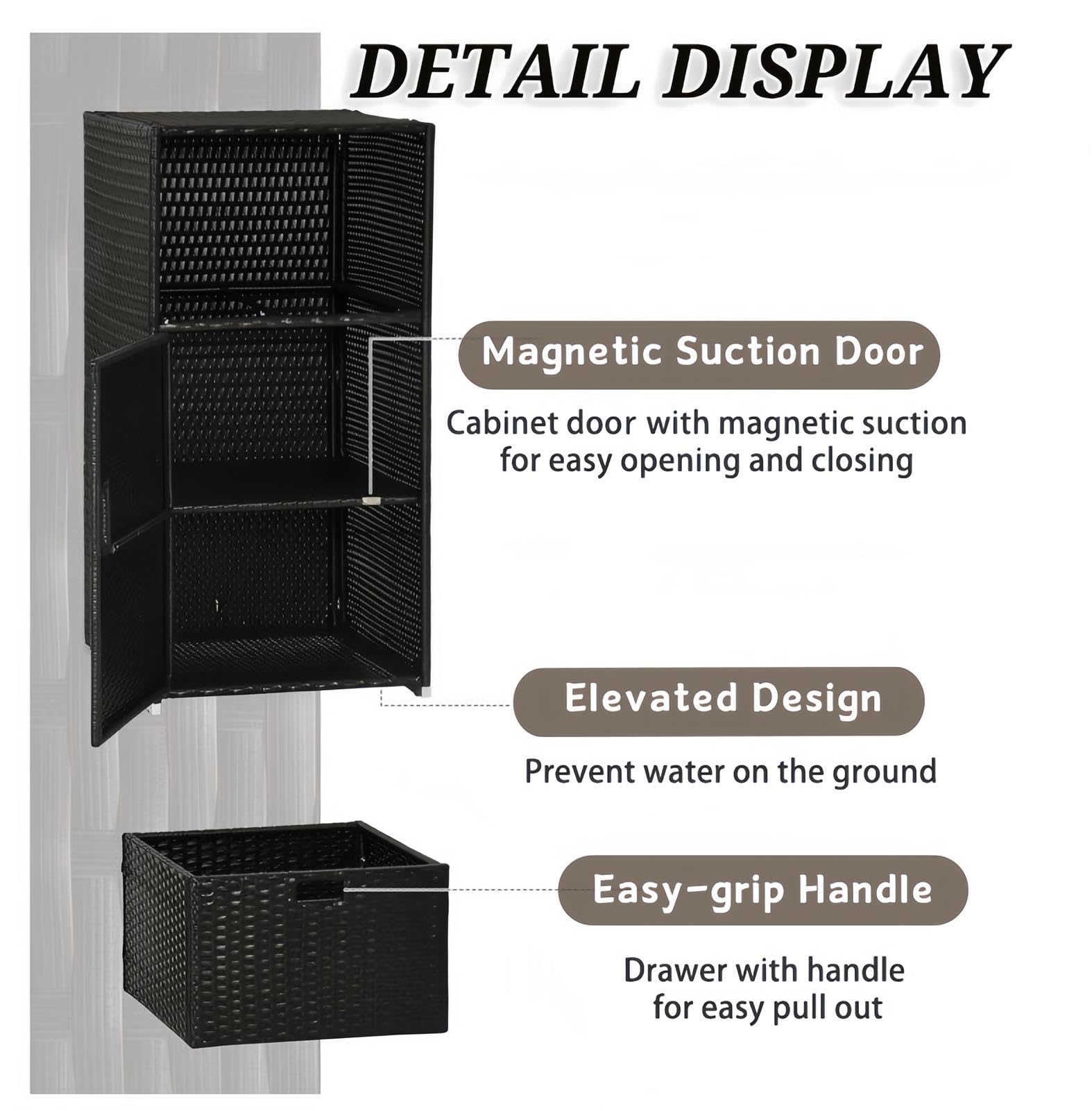 Portasciugamani da esterno con ripiano e cassetto, porta asciugamani a bordo piscina, per spa, patio e spiaggia, design resistente ed elegante