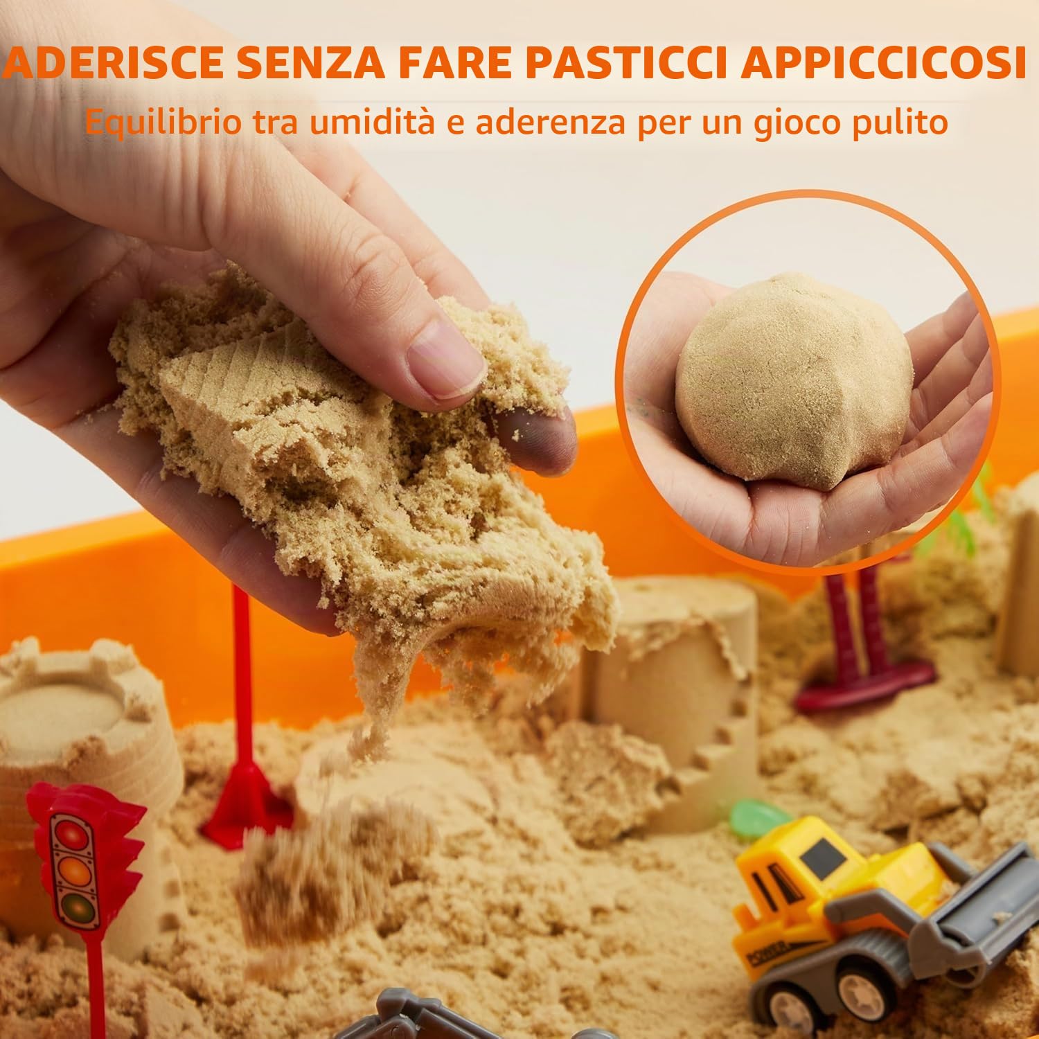 Klever Kits Cestino Sensoriale da Costruzione per Bambini con Pietre Fosforescenti, Sandbox con Coperchio, Kit Castello di Sabbia