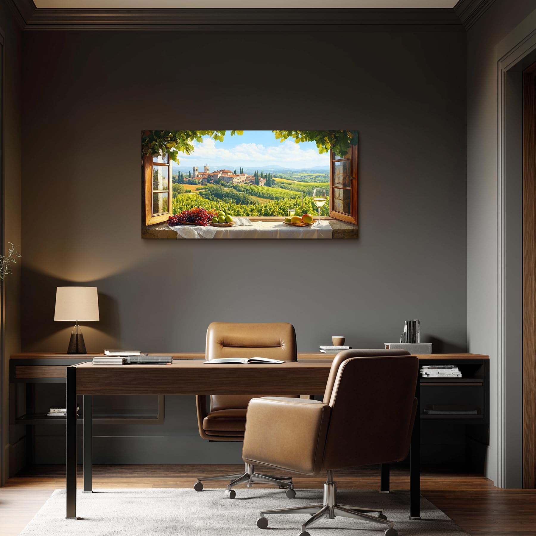 MHARTK66 Artística Montaña Paisajes Cuadros Decoracion Moderno 50x100 cm | vista de ventana, hd nítida, lienzo tensado a mano, ganchos metálicos, fácil de limpiar y colgar, apta para varios espacios.