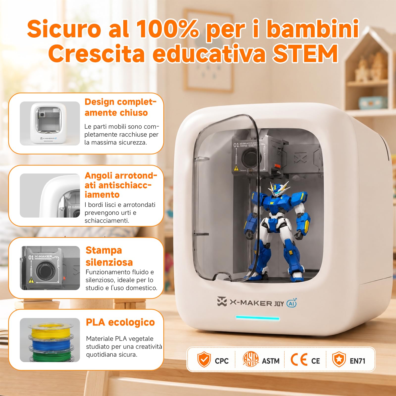 Impresora 3D para niños impulsada por IA, aplicación de diseño por IA, extensa colección de Plantillas de Juguetes 3D, con más de 16 módulos Mini de diseño 3D, X-Maker Joy AI+