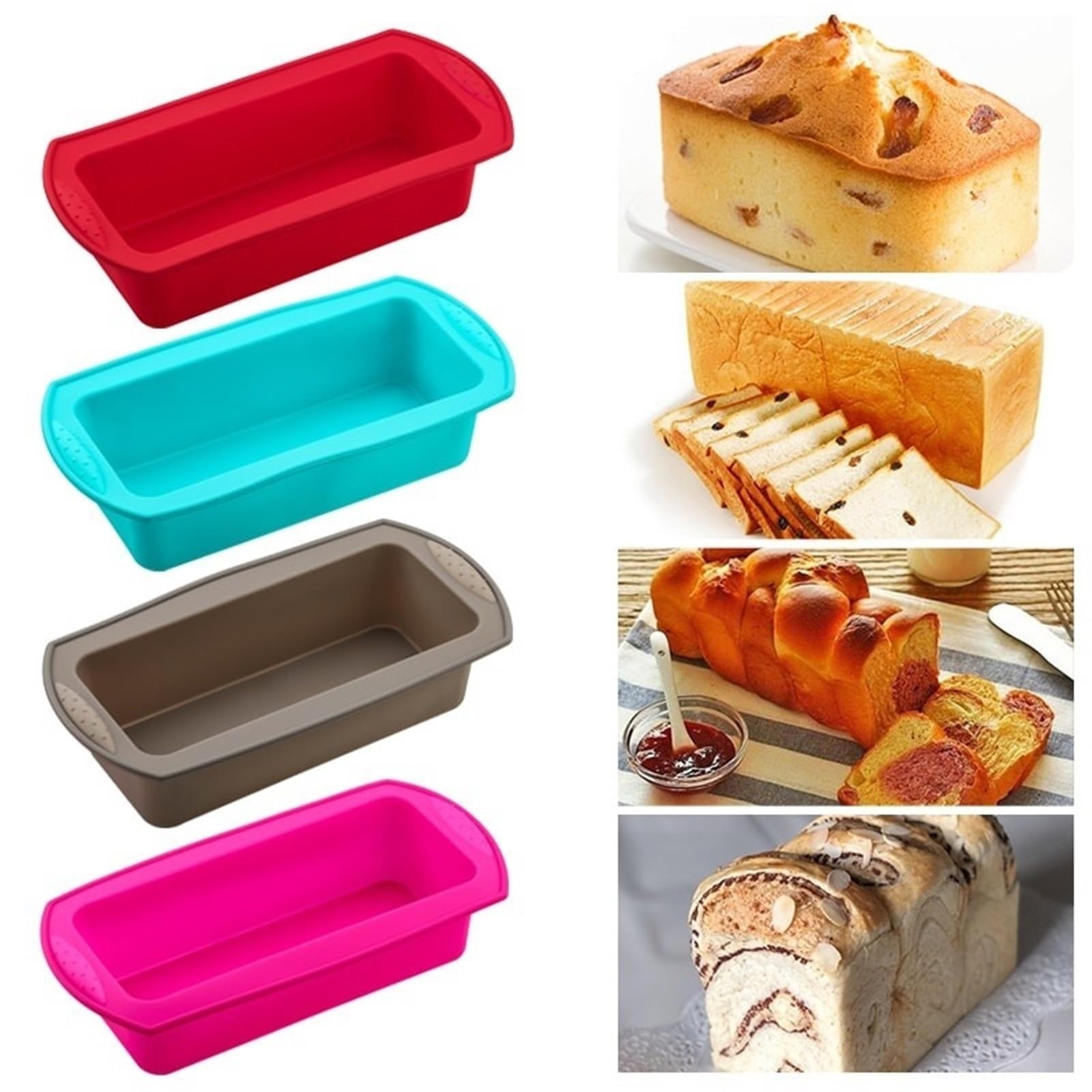 2 moldes rectangulares de silicona for tostadas caramelo, utensilios cocina for hornear pasteles, sartenes y herramientas for Para Cocina(Red)