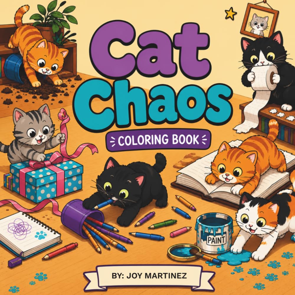 Cat Chaos Coloring Book: A Bold and Easy Cozy Coloring Book Filled with Mischievous Kittens, Playful Home Adventures, and Stress-Free Fun