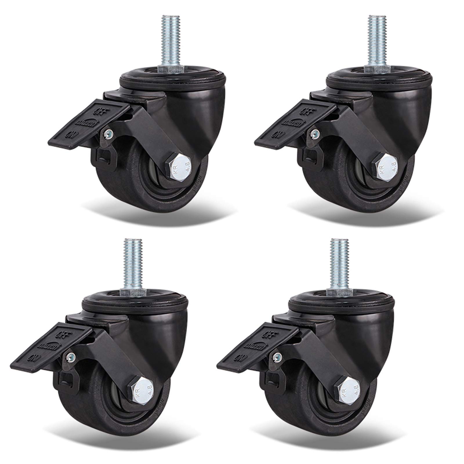 Roulettes pivotantes M16 avec double roulement pour meuble industriel et établi