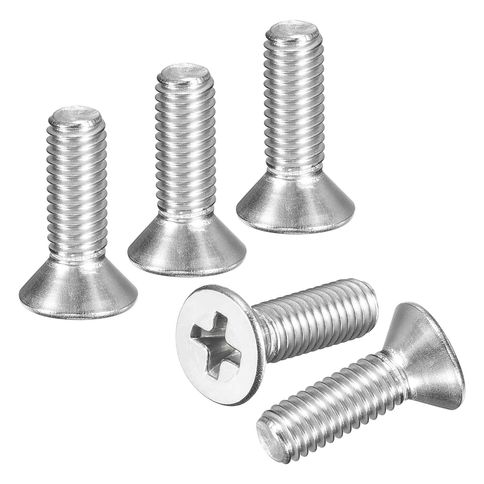 DTGN #10-32x5/8" Phillips Countersunk Head Bolt - 100pcs - Good for Outdoor Machinery Fastening Maintenance - 304 Stainless Steel Flat Head Machine Screw Bolt - Silver Color — image 1