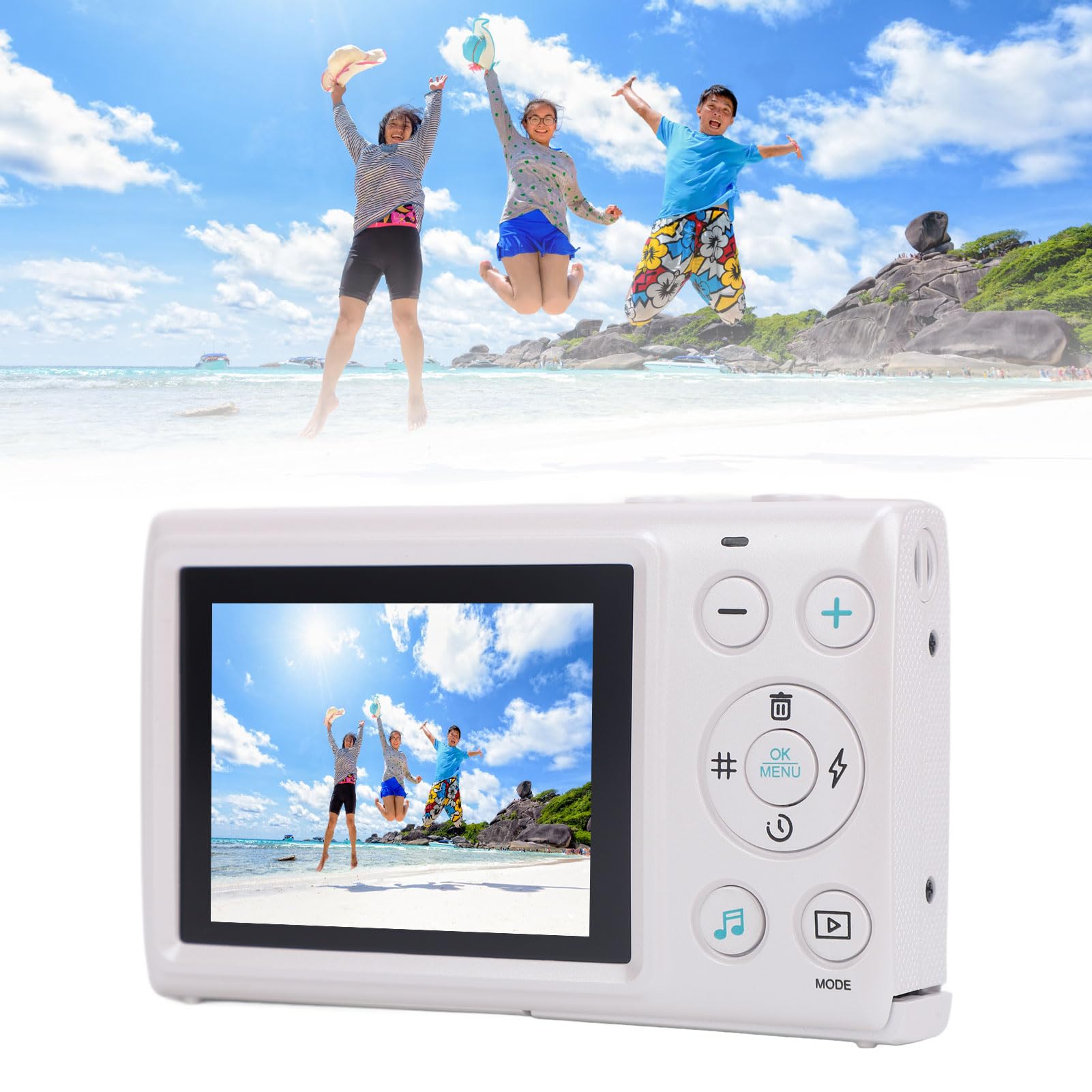 Fotocamera digitale 64MP 4K Auto Focus Point and Shoot Videocamera Videocamera Compatta Piccola Fotocamera per Fotografia Vlogging Camera, Zoom 18x, Display TFT da 2,75 pollici