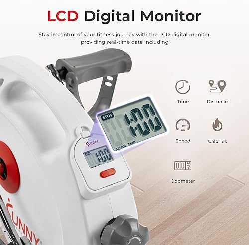 Miniatura 4 de Sunny Health & Fitness Bajo el escritorio de doble función inteligente mini brazo y pierna pedal ejercitador bicicleta bicicleta con aplicación