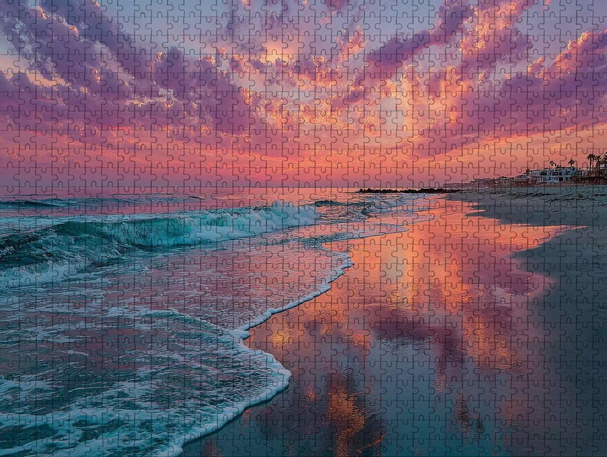 Puzzle 2000 elementów dla dorosłych, fale, drewniane puzzle, 99 x 71 cm, części ściśle do siebie pasują, dla mężczyzn kobiet starszych seniorów, relaks i odstresowanie, prezenty, dekoracja ścienna