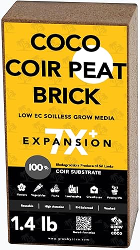 Coco Coir 22.93 oz Brick - Ladrillo de turba de coco orgánico prémium para tierra de jardín y mezclas para macetas, mezclas de sustrato de fibra de