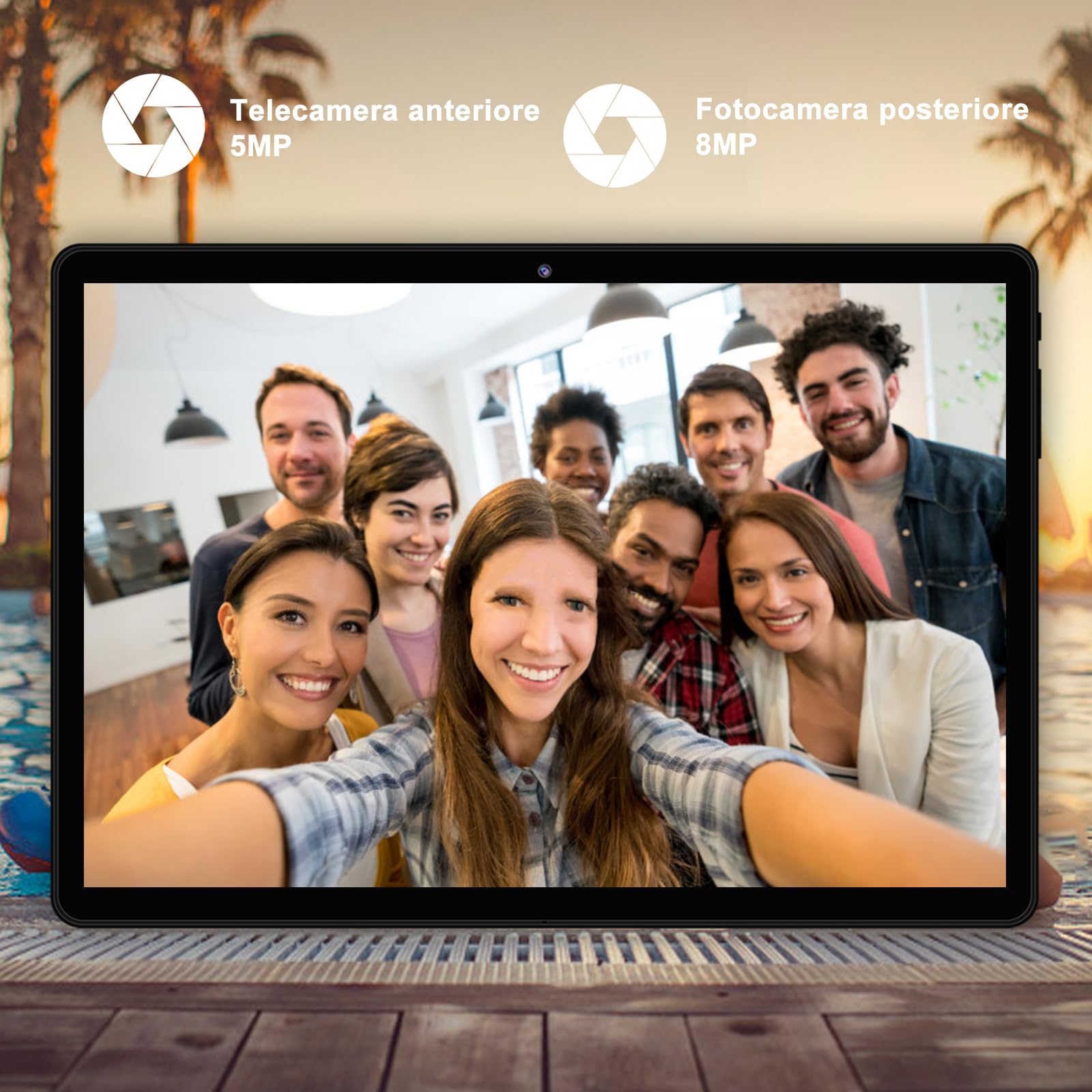 YESTEL Tablet 10 Pollici con Custodia, Android HD Tablet con 4 GB RAM 64 GB ROM 1TB Espandibili, Batteria 8000mAh, 5 MP + 8 MP, WiFi | Bluetooth | OTG, Nero