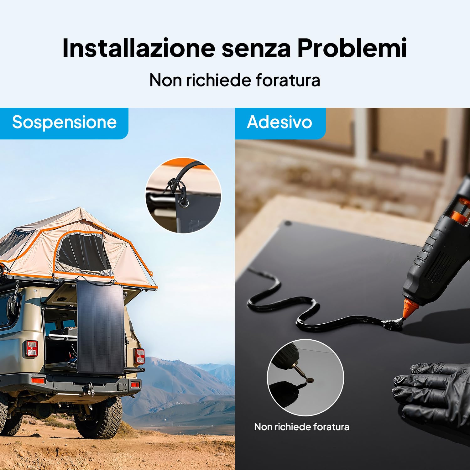 BLUETTI 2 100W pannelli solari flessibili da per sistema RVSolar 48V, efficienza 23,4%, piegabili a 240°, pannello solare IP67 per camper, campeggio, uso marino e superfici curve