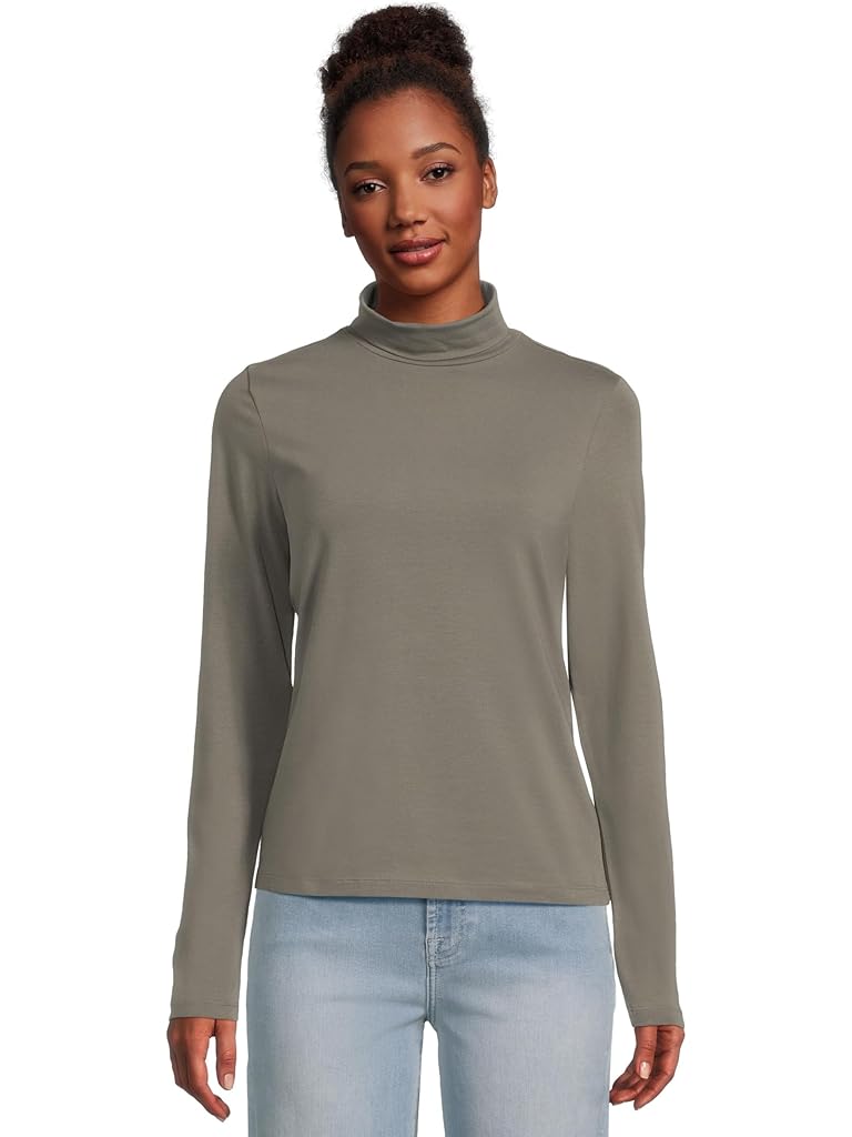 Gray PACT Luxe Stretch Jersey Slim Turtleneck