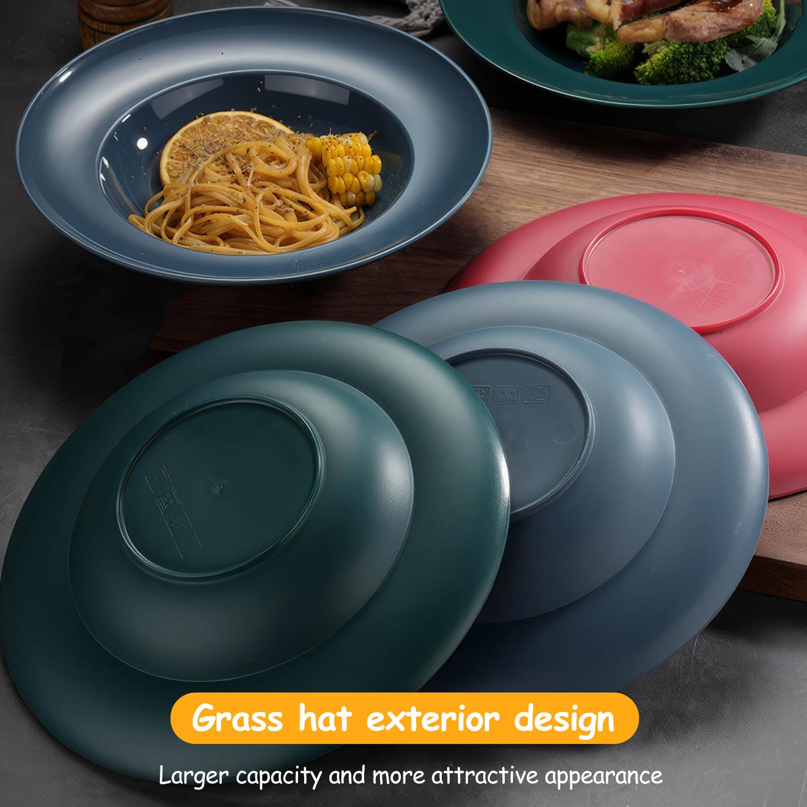 DEECOZY Lot de 6 assiettes creuses, creuses, Ø 23 cm, réutilisables, assiettes creuses, assiettes à salade, pour restaurants et usage domestique (6 couleurs)
