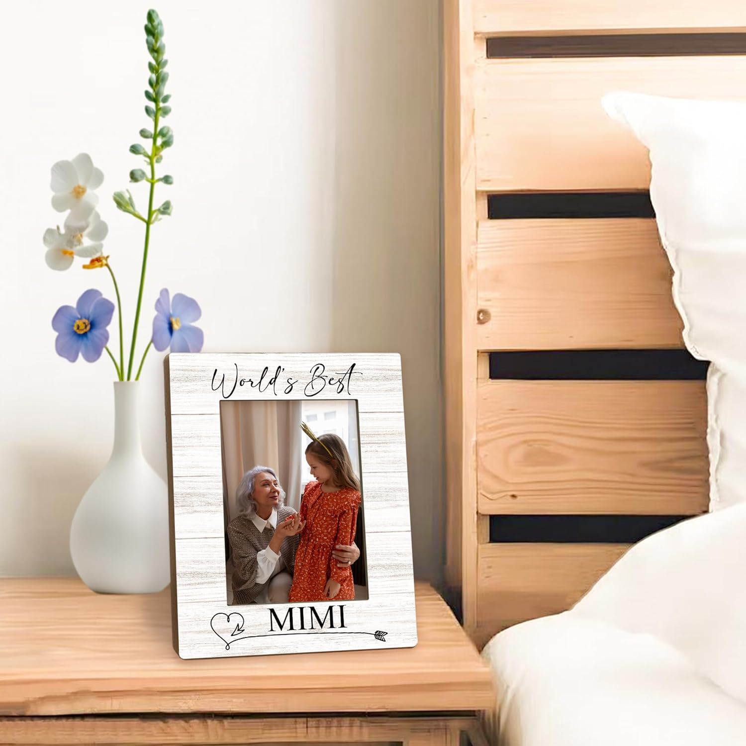 Mimi Gifts Picture Frame 5x7, Grandma Photo Frame, Christmas Mothers Day Birthday Gifts for Mimis from Grandkids, World's Best Mimi Wooden Picture Photo Frames for Desk Home Room Decor - Image 5
