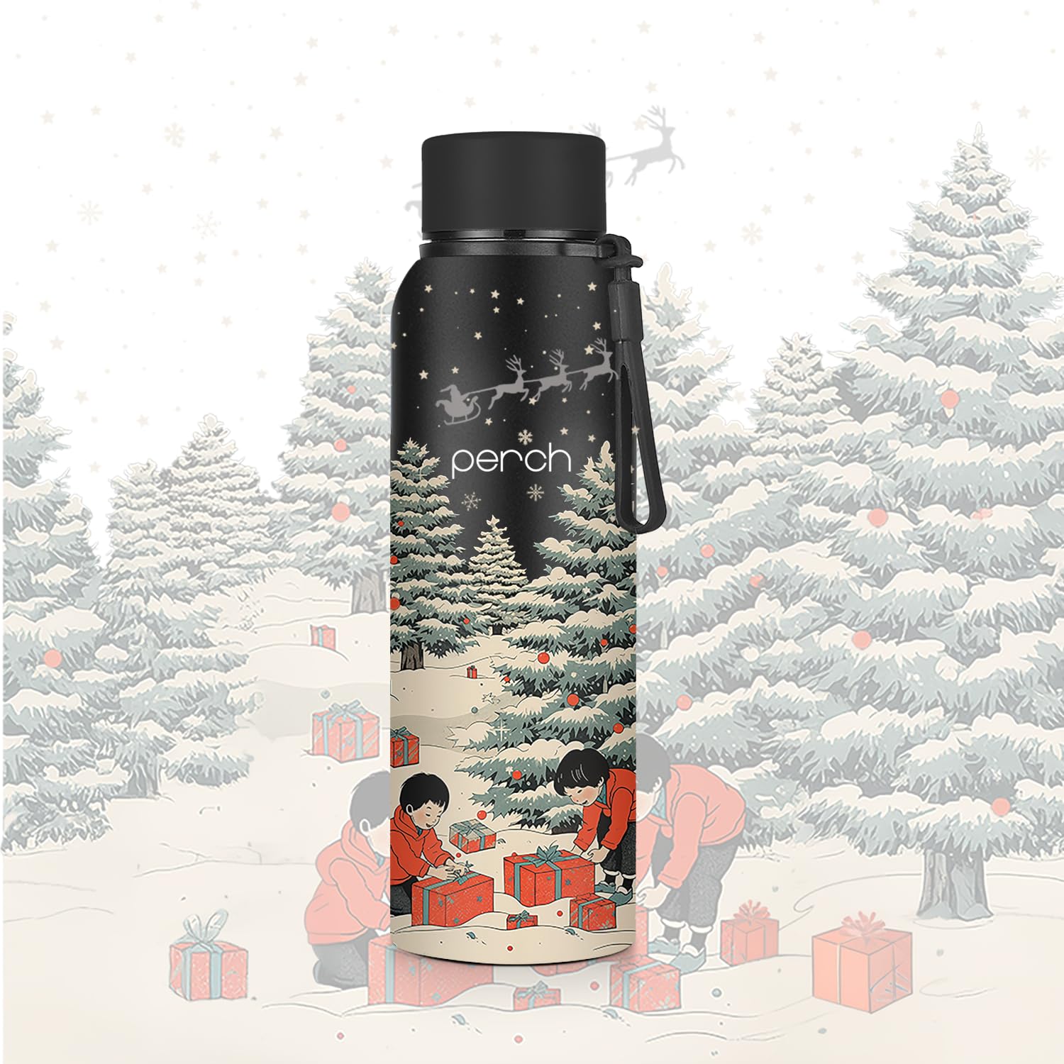 Perch Zenith Christmas Edition | Triple-Layer Vacuum Insulated 3D Printed Bottle| Hot and Cold Stainless Steel Water Bottle 720ml | ISI Certified, Leakproof & BPA-Free |Gift for Men & Women|Gift Story