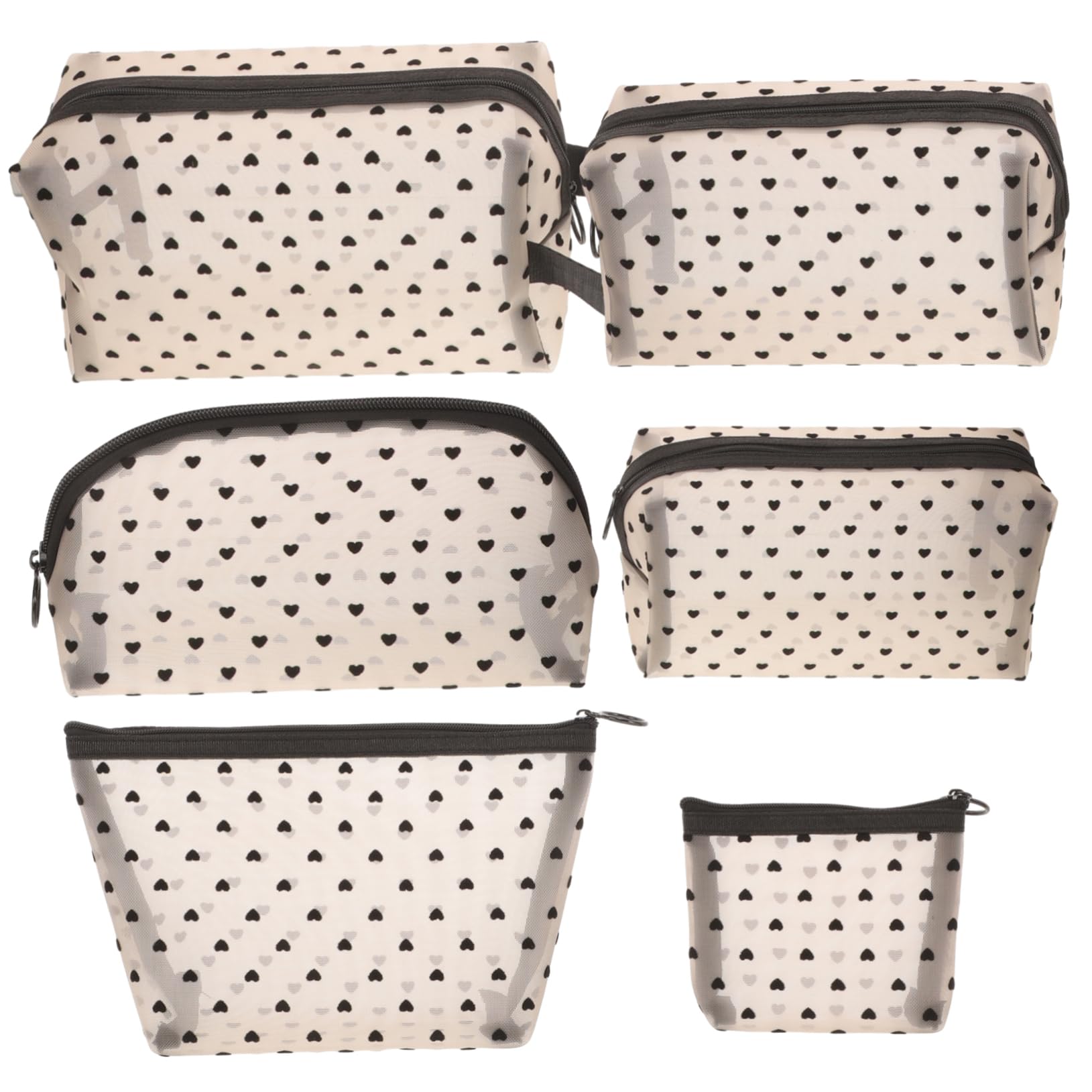 Bolsa de Cosméticos de Viaje Forma de Corazón, Malla Nylon