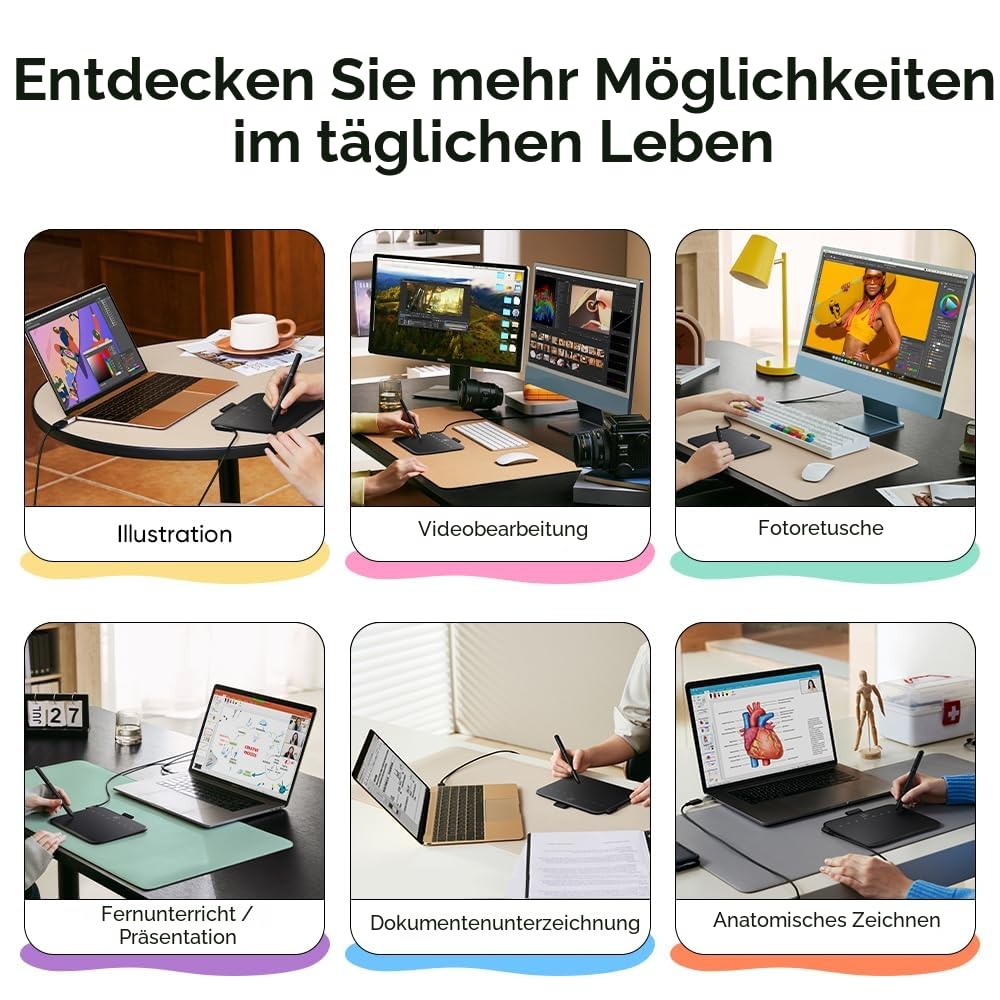 XPPen Deco 640 Grafiktablett, 16K Druckstufen, 6x4 Zoll, Zeichnen Tablet mit 8 Tastenkombinationen, für OSU Signature Drafting