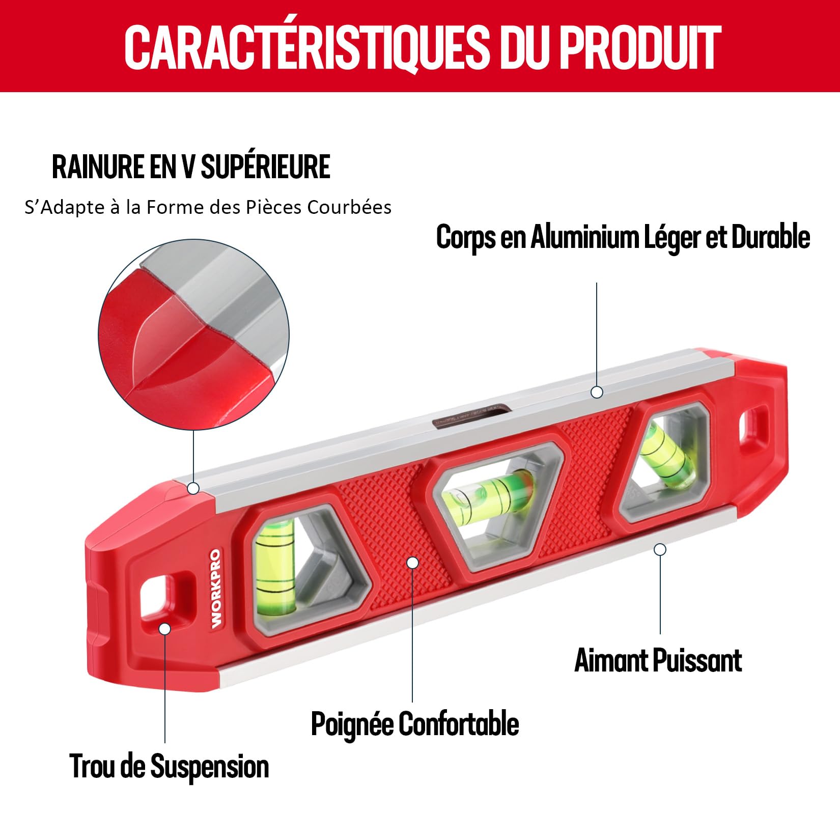 Précision Mesure Niveau Torpedo Magnétique Presch 230mm Fioles