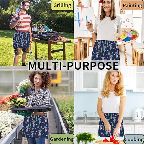 Miniatura 5 de 3 Pocket Waist Apron, Pack of 3, Koala Heart Blue Server Short Apron for Men Women, Kitchen, Restaurant, Cafe Delantales De Mesera Para Mujer