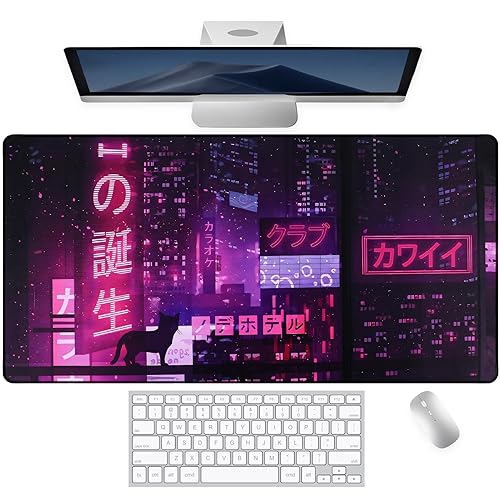 Large Gaming Mouse Pad for Desk (31.5x15.7 in) Laptop Mousepad with Non-Slip Rubber Base, XXL Desk Pad Mat with Stitched Edges,Waterprooof Keyboard Pad for Gamer,Office,Home Purple - Purple