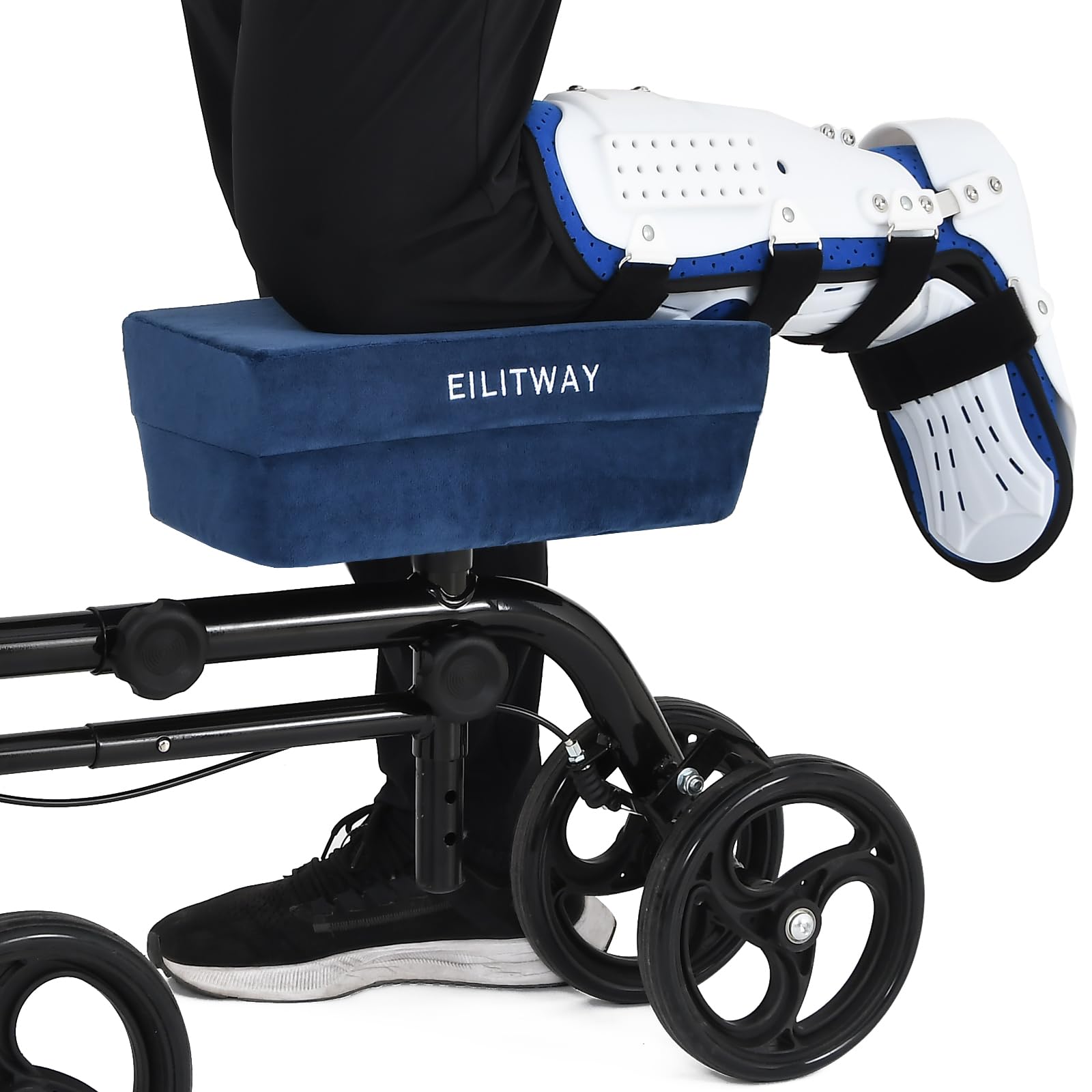 Knee Scooter Pad Cover, Comes With 2'' of Highly Resilient Memory Foam, Soft and Comfortable Knee Scooter Cushion, Removable Memory Foam, Machine Washable Cloth Cover, Fits Any Knee Scooter （Blue）