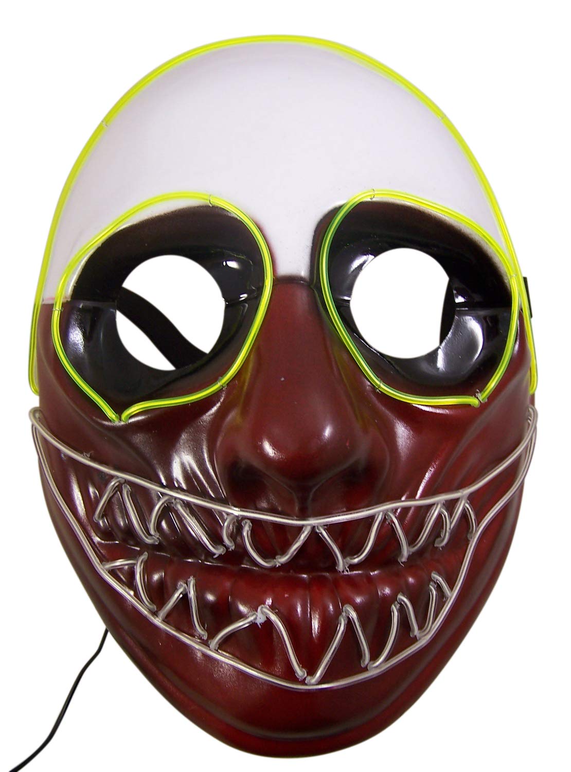 Gloworks White and Brown Face Mask with Blue Light Up Wire Teeth