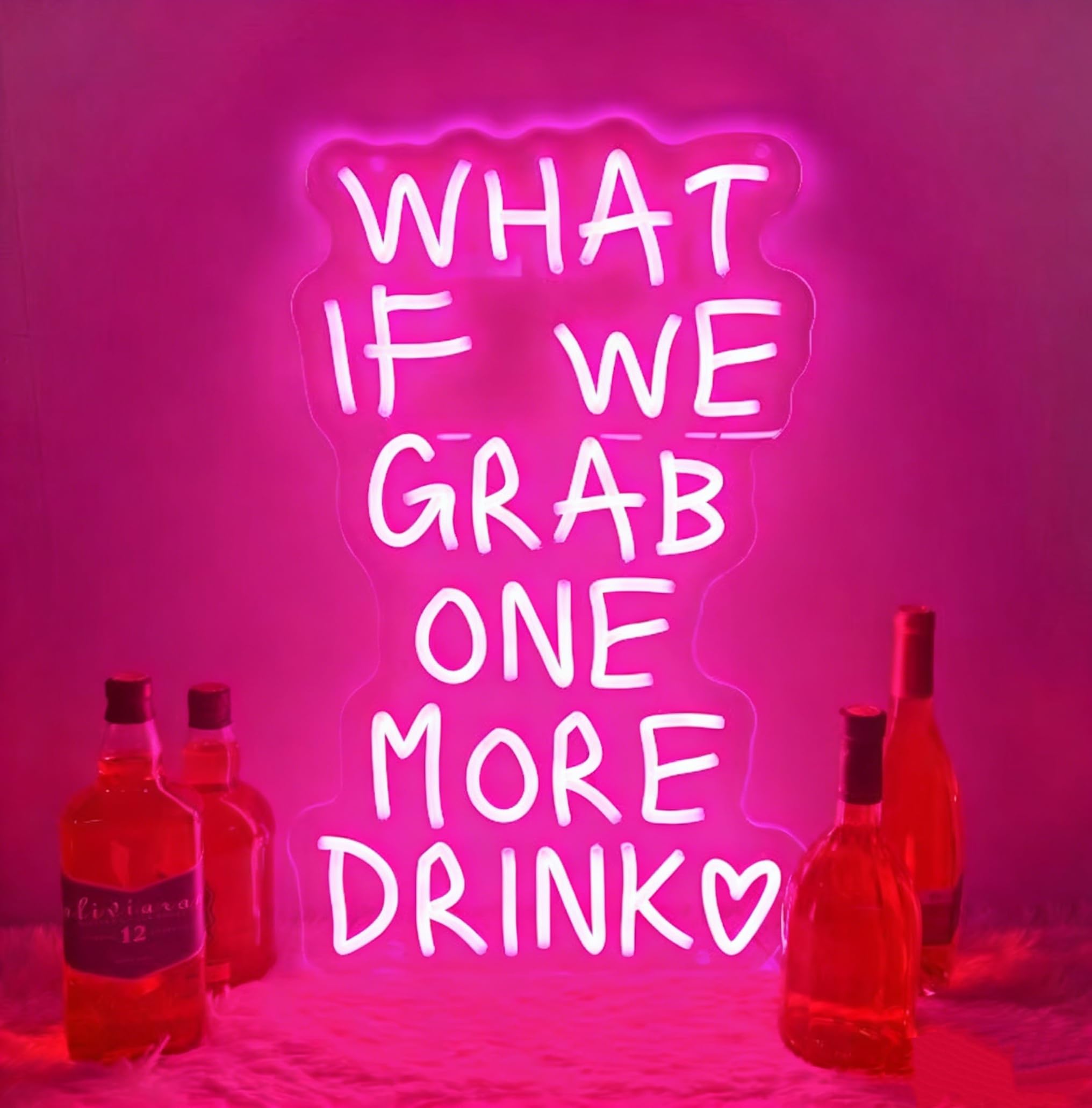 What If We Grab One More Drink Neon Sign Custom Drink Neon Sign Dimmable Led Light for Home Bar, Kitchen, Bar Cart, Store Wall Decor Gift for Friends, Drinking Buddy, Drink Lover