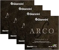 Pacote Com 04 Jogos De Cordas Giannini Para Violino 4/4