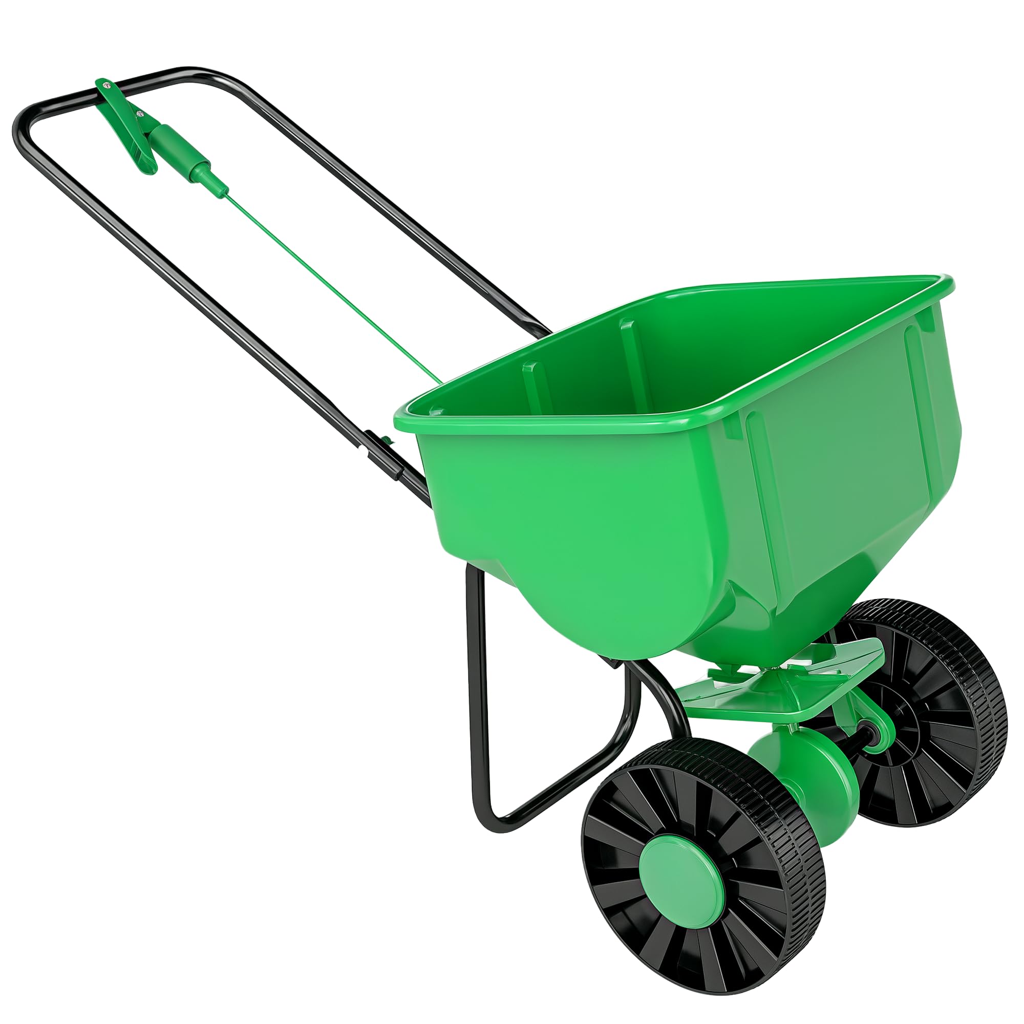 Outsunny Broadcast Spreader, 40 L Walk-Behind Fertilizer Spreader with 8.5" Wheels, Steel Push Garden Seeder for Fertilizer, Seeds, Salt, 132 LB Capacity, Green