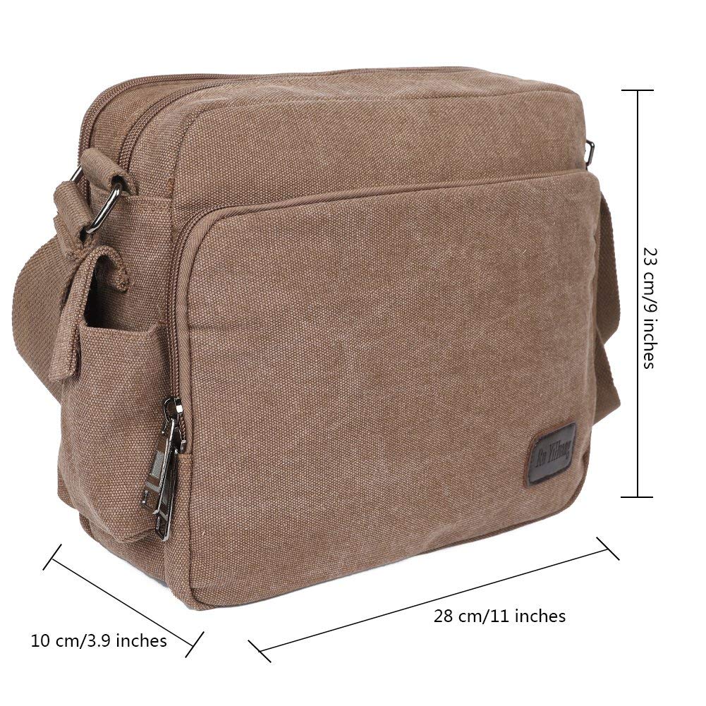 EGOGO Borse a Tracolla Uomo di Tela Borsa a Spalla Vintage Messenger Bag Sacchetto di Libro per Scuola Tasche da Viaggio Outdoor Sport Tasca E527-1 (Marrone)