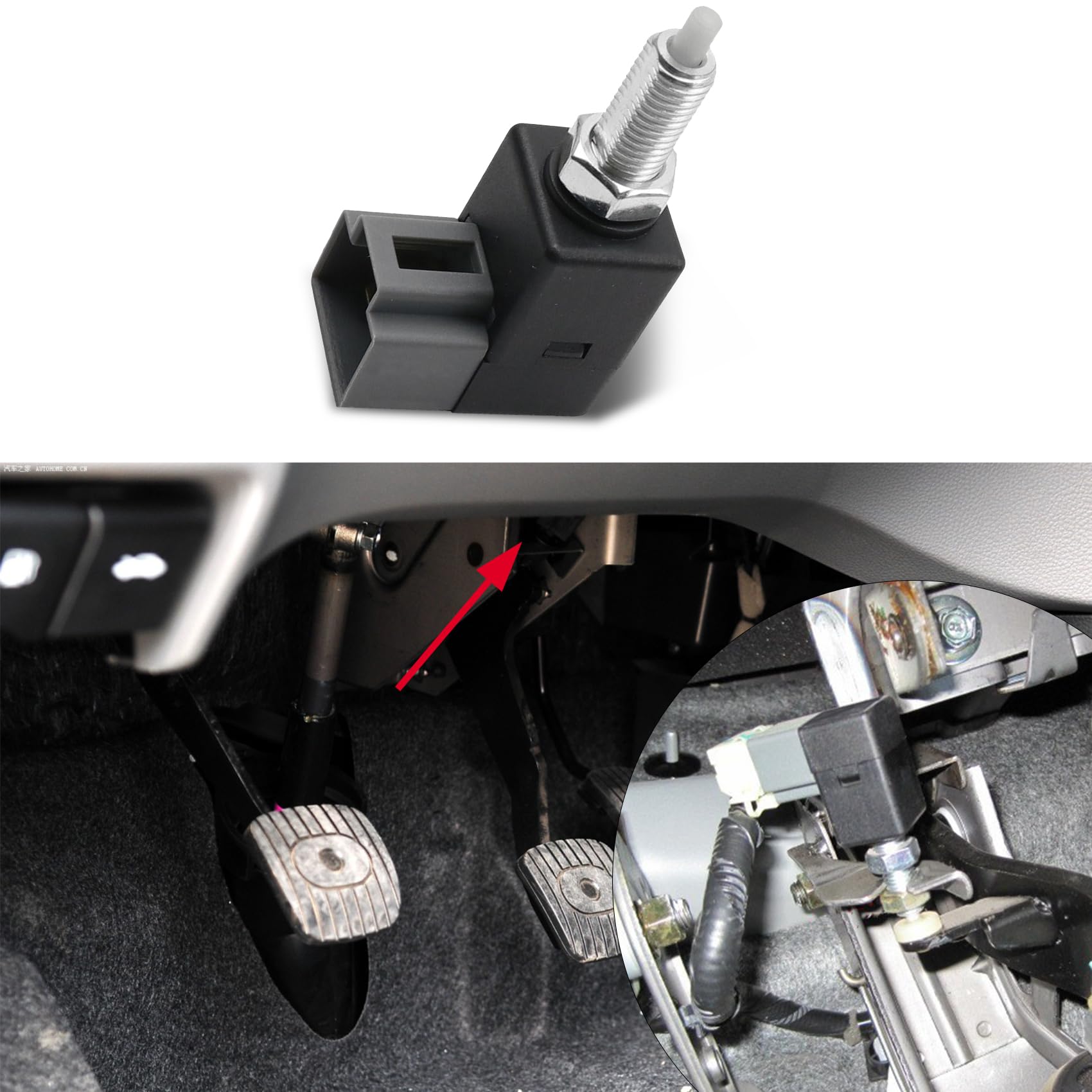 Brake Light Switch, Stop Lamp Switch Assembly, Stop Lamp Switch Replacement Compatible with Hyundai Accent Azera Elantra, KIA Amanti Forte Optima, Replace 93810-3S000, 93810-3K000, 93810-38100