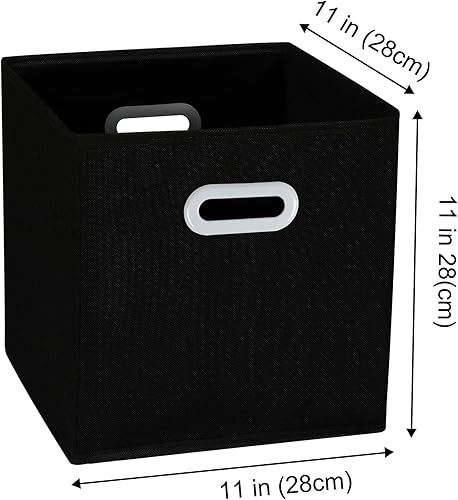 Vista 190 de Contenedores de almacenamiento de tela de tela, organizador de cubos de tela con asas dobles, cestas de almacenamiento plegables para el hogar