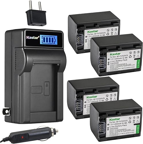 Miniatura 7 de Kastar NP-FV70 - Cargador de batería LCD de CA compatible con Sony NP-FV30, NP-FV50, NP-FV70, NP-FV90, NP-FV100, cámara de batería Andoer HDV-201LM,