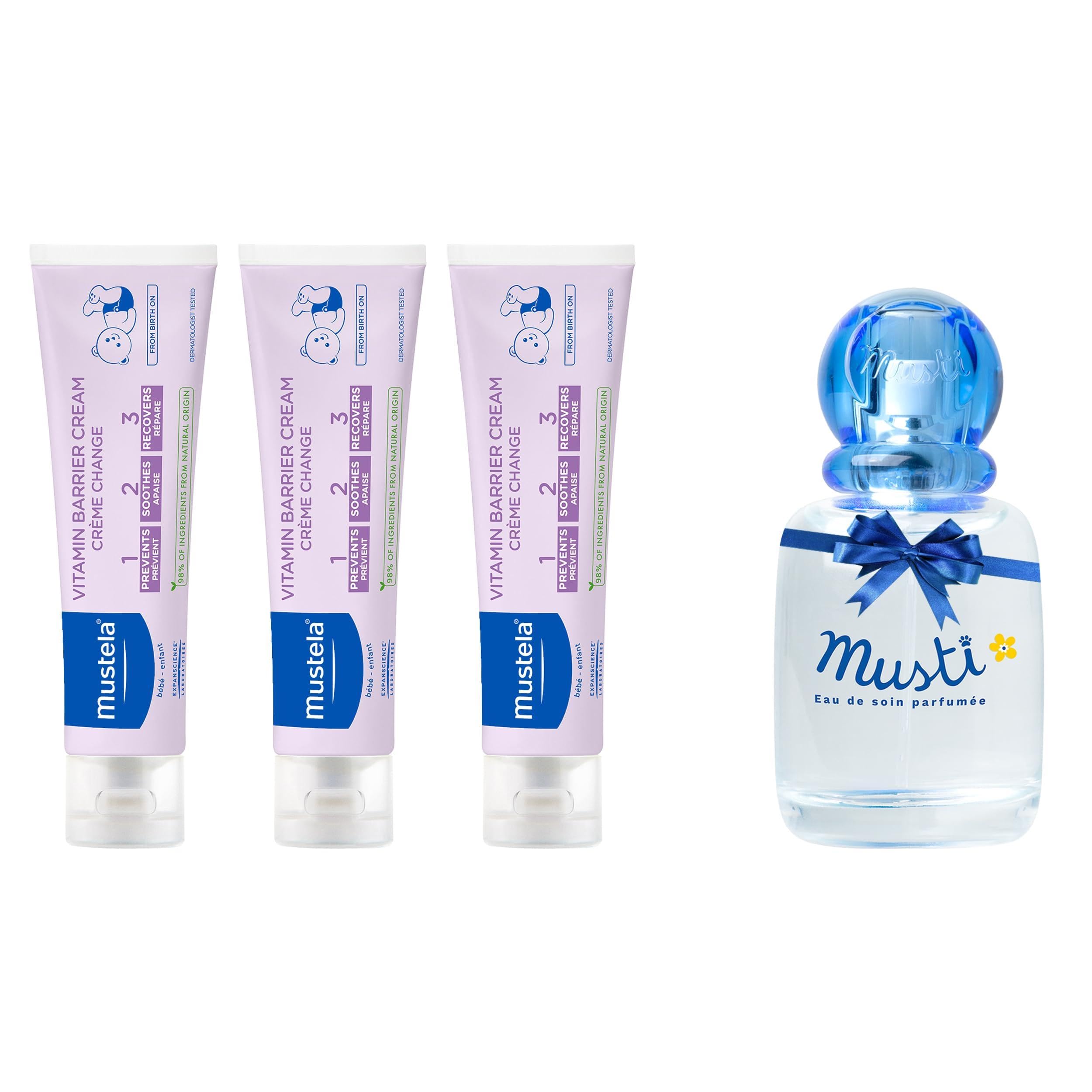 Mustela Baby 123 Vitamin Barrier Cream (Diaper Rash Cream) 100ml - Buy 3 Get 1 Free - Musti Delicate Fragrance 50ml (350ml)