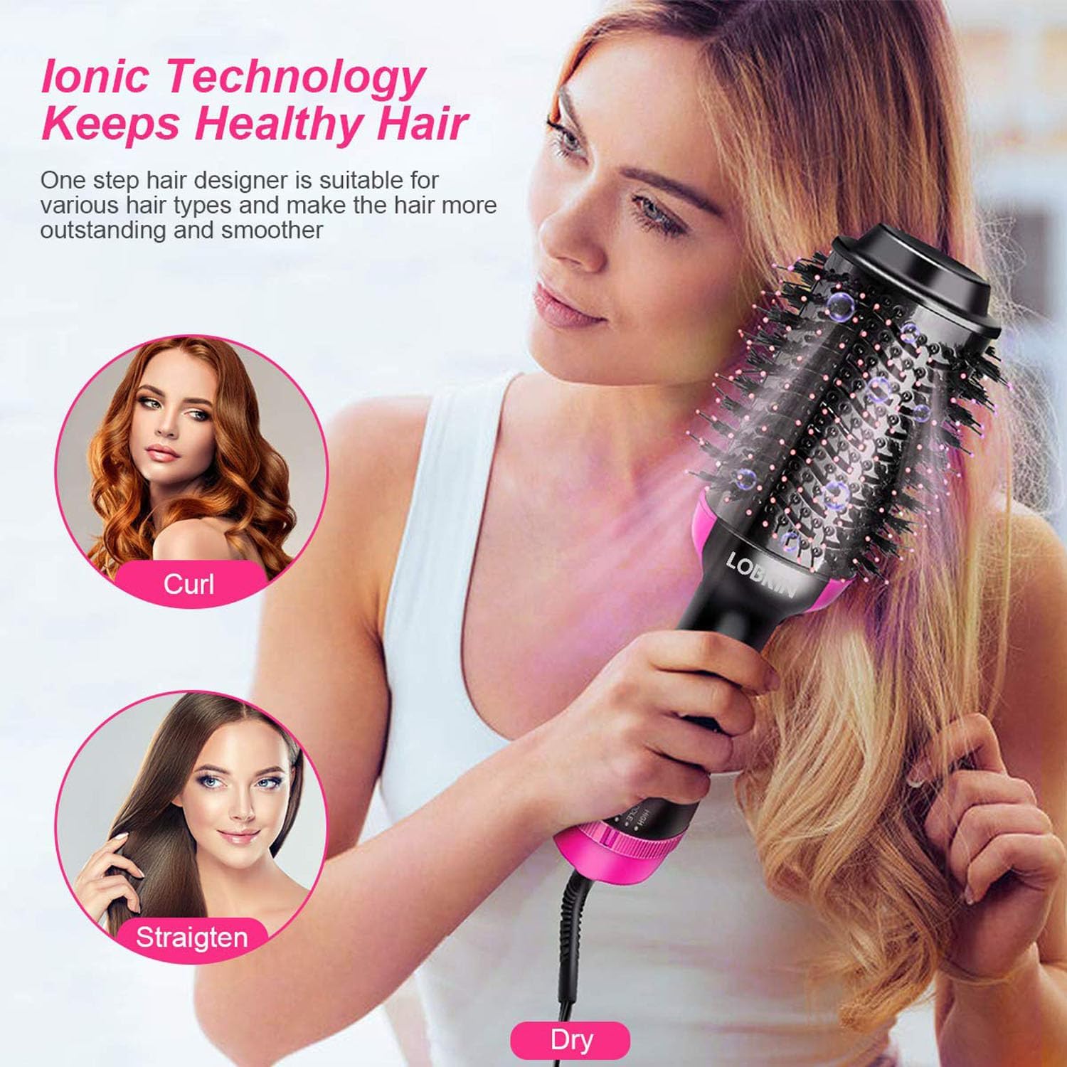 LOBKIN Hair Dryer Brush Ionic Technology