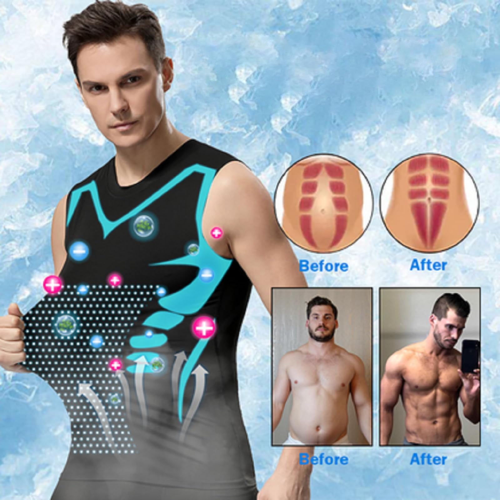 Duneva Vital Vest, Vital Vest Chaleco adelgazante, Vitalvest, Body Shaper Hombre Ionic Shaping Camiseta sin mangas